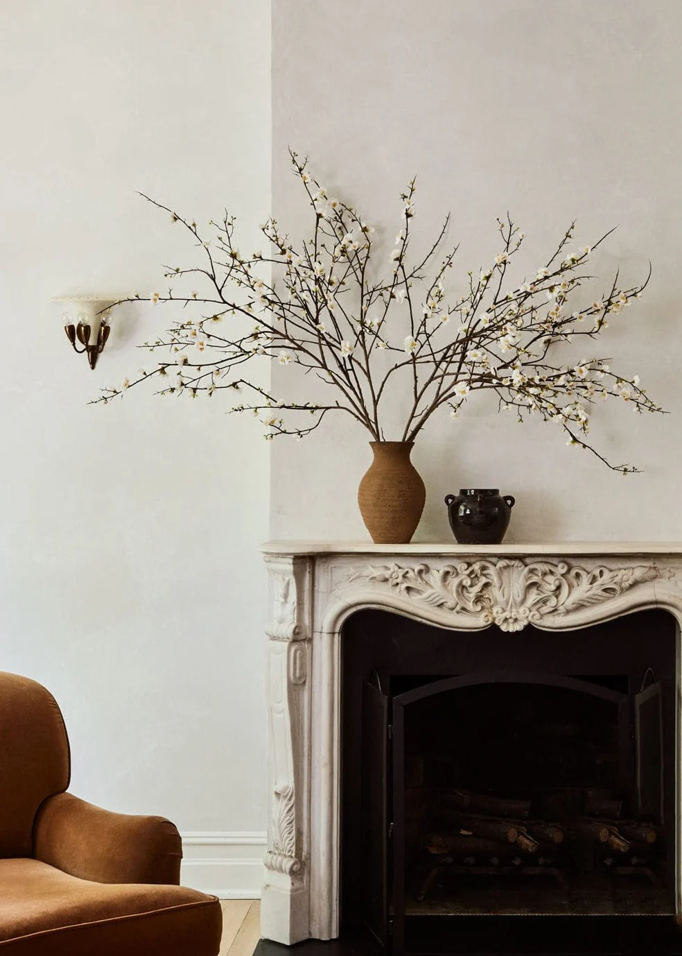 SAVE - Faux Quince Blossom Branch in Cream - 54" - Image 2