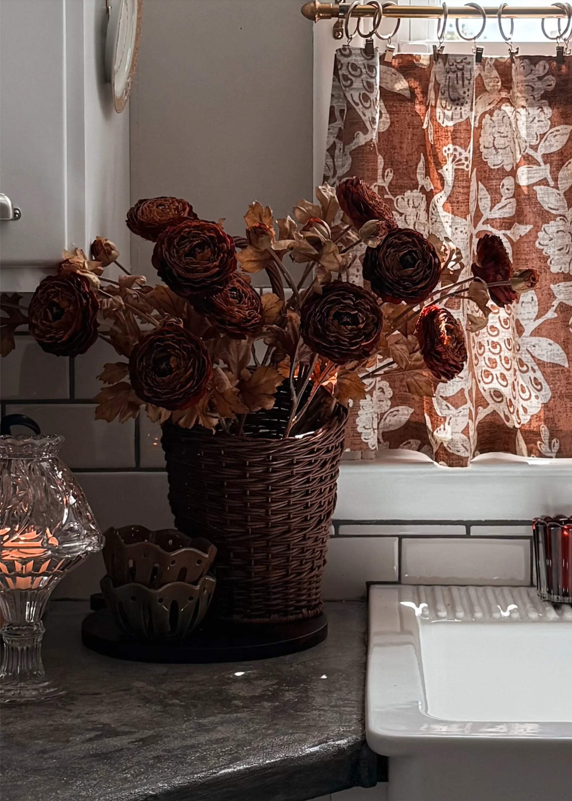 Fake Ranunculus Flower in Fall Cinnamon Hue - 24" - Image 4