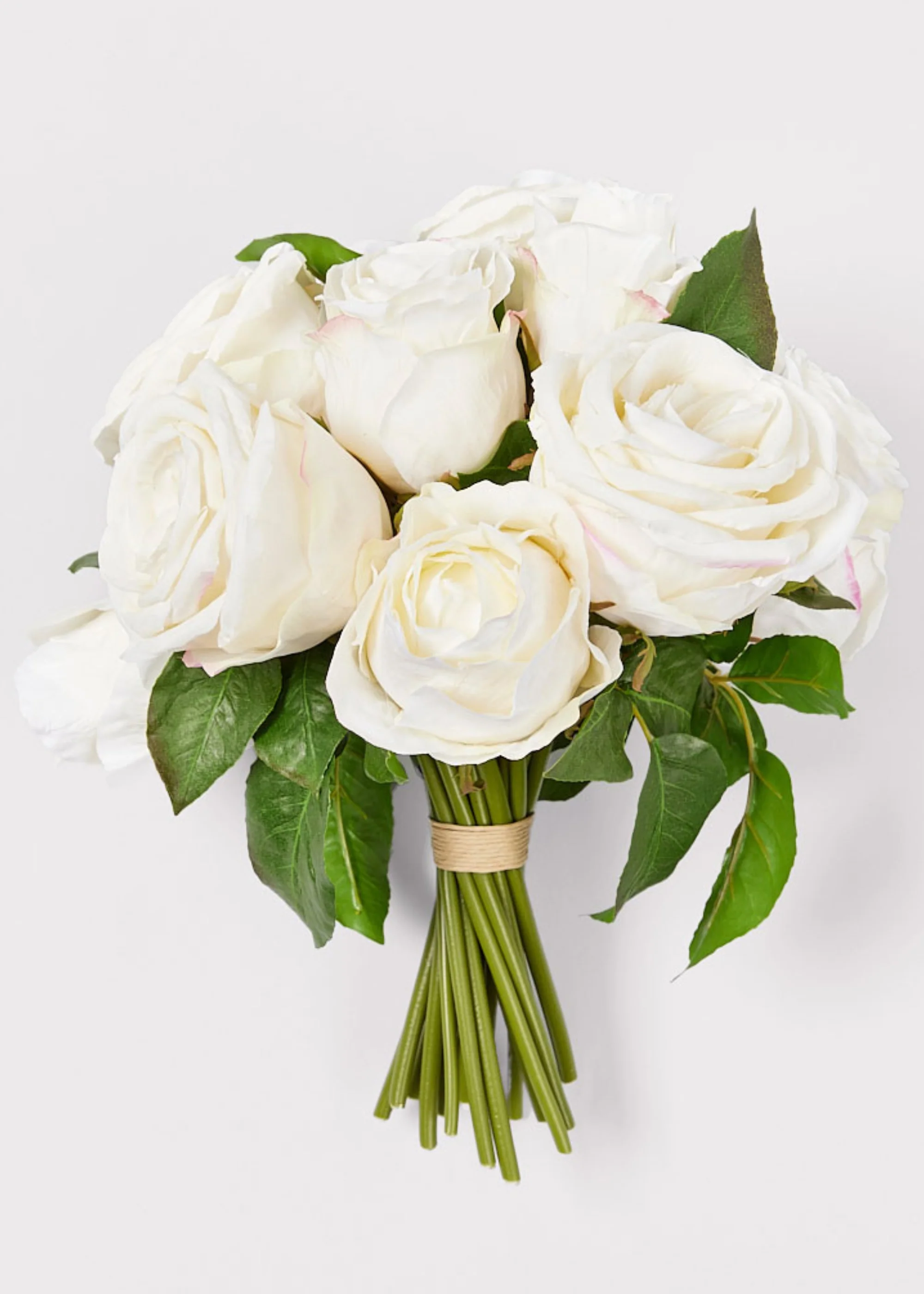 Premium Faux-Ever Rose Bouquet in Cream - 12" - Image 6