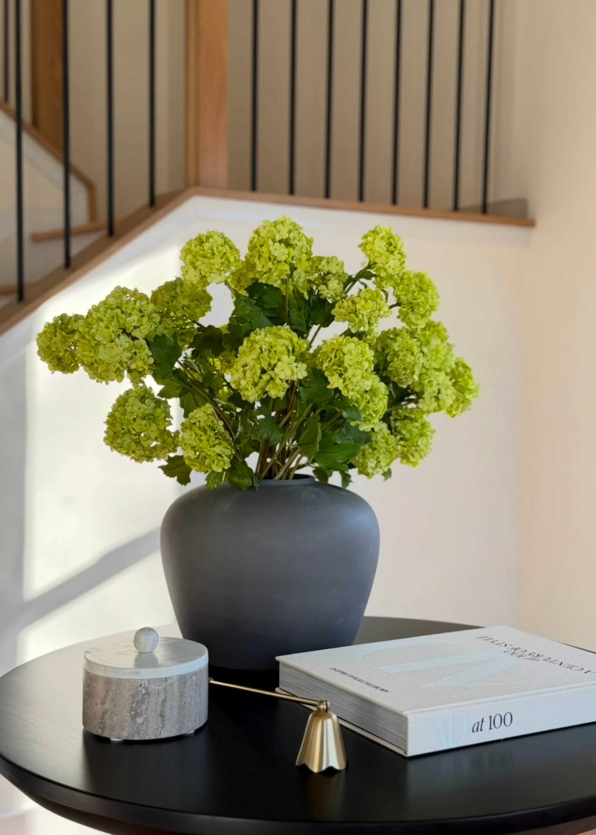SAVE - Faux Flowers Snowball Flower Stem in Green - 43.5" - Image 4