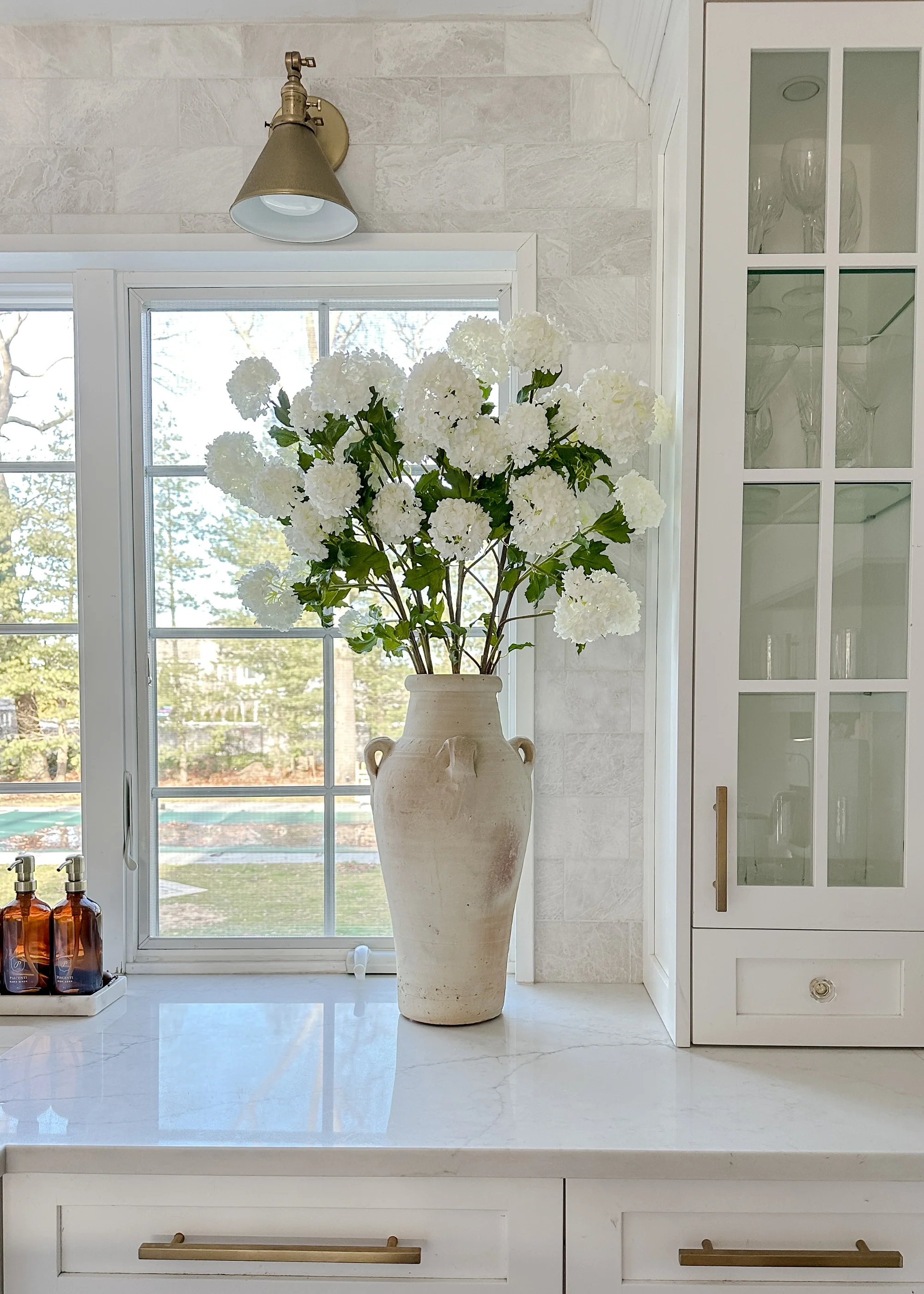 SAVE - Faux Snowball Hydrangea in Crisp White - 43.5" - Image 4