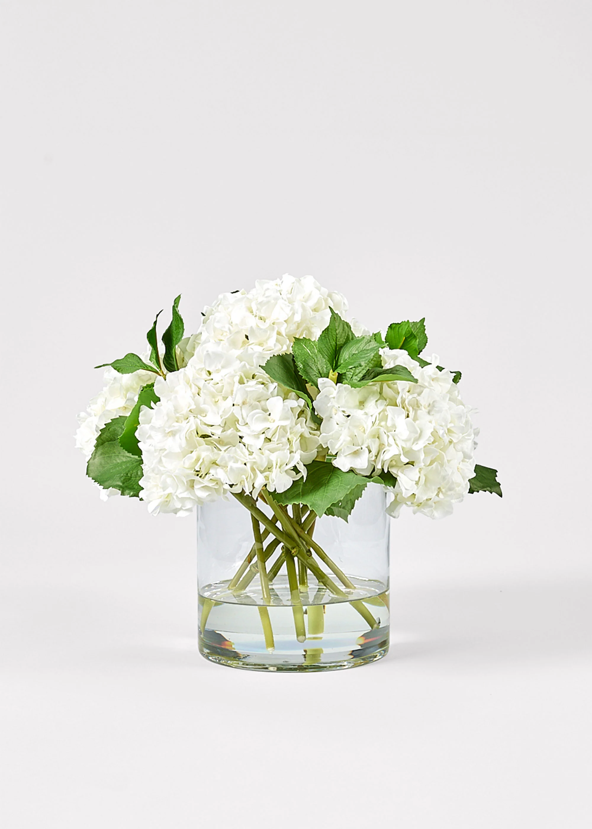 Faux Talc White Hydrangea Arrangement - 12"