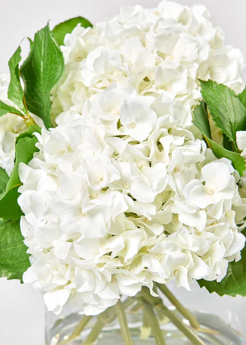Faux Talc White Hydrangea Arrangement - 12" - Image 3