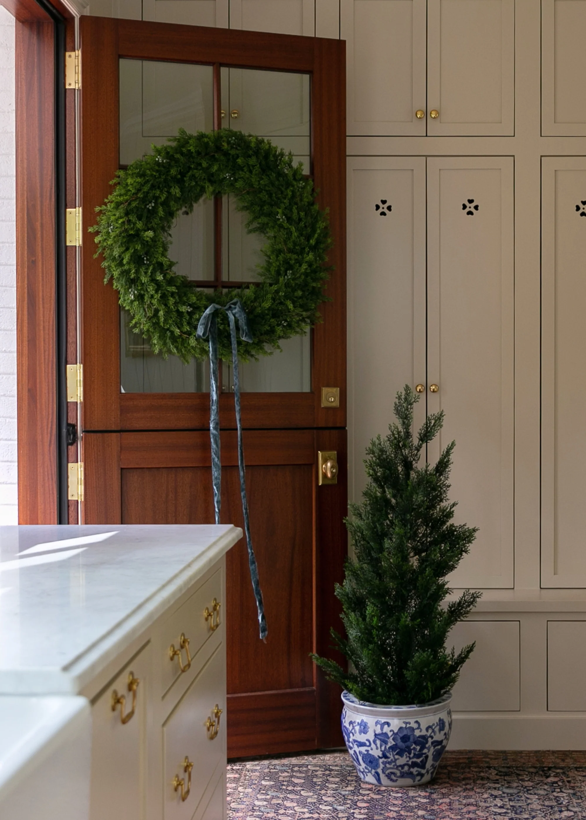 Fake UV Treated Indoor/Outdoor Cedar Topiary Tree in Pot - 48" - Image 2