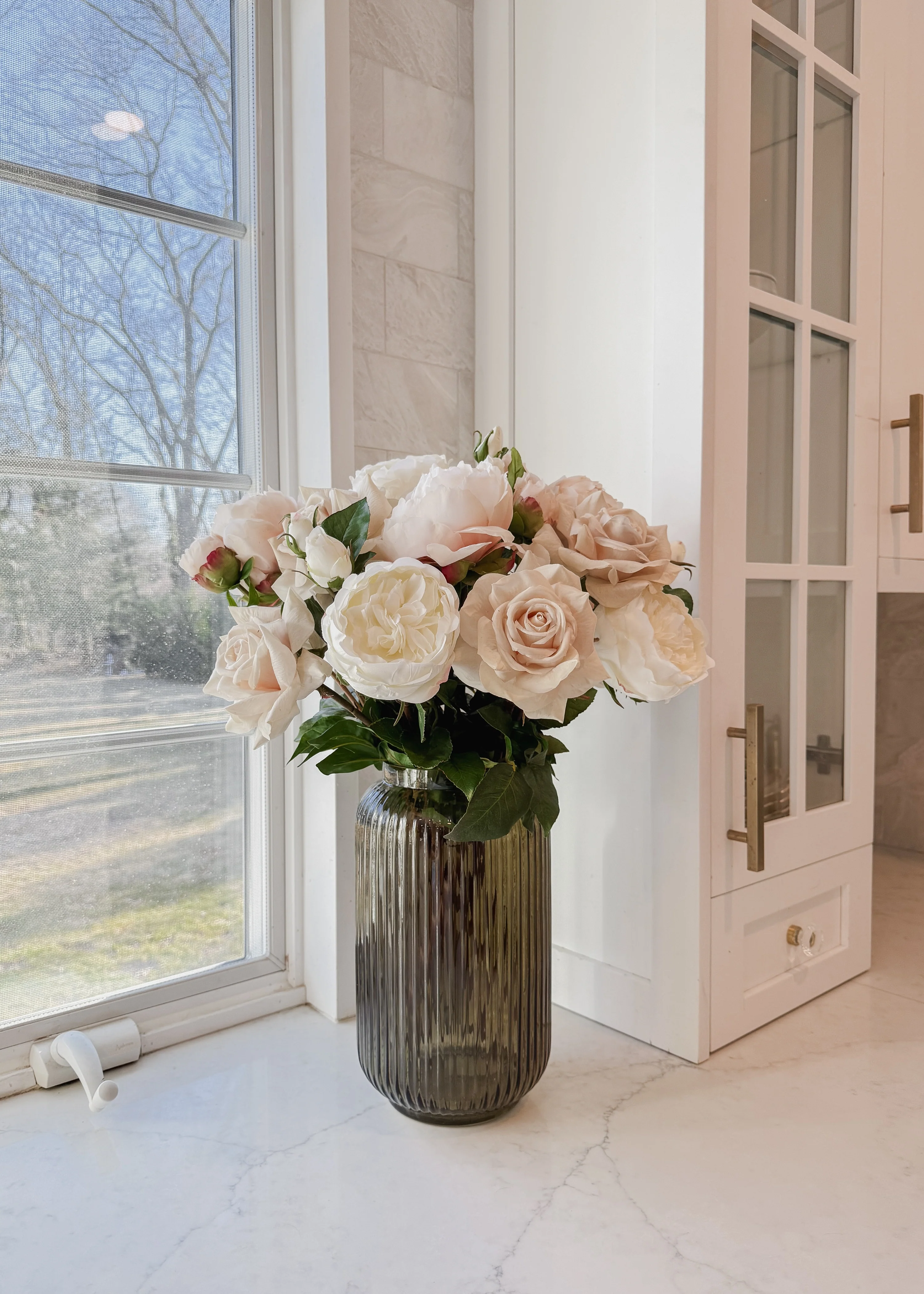 Real Touch Fake Flower English Rose with Bud - 21" - Image 3