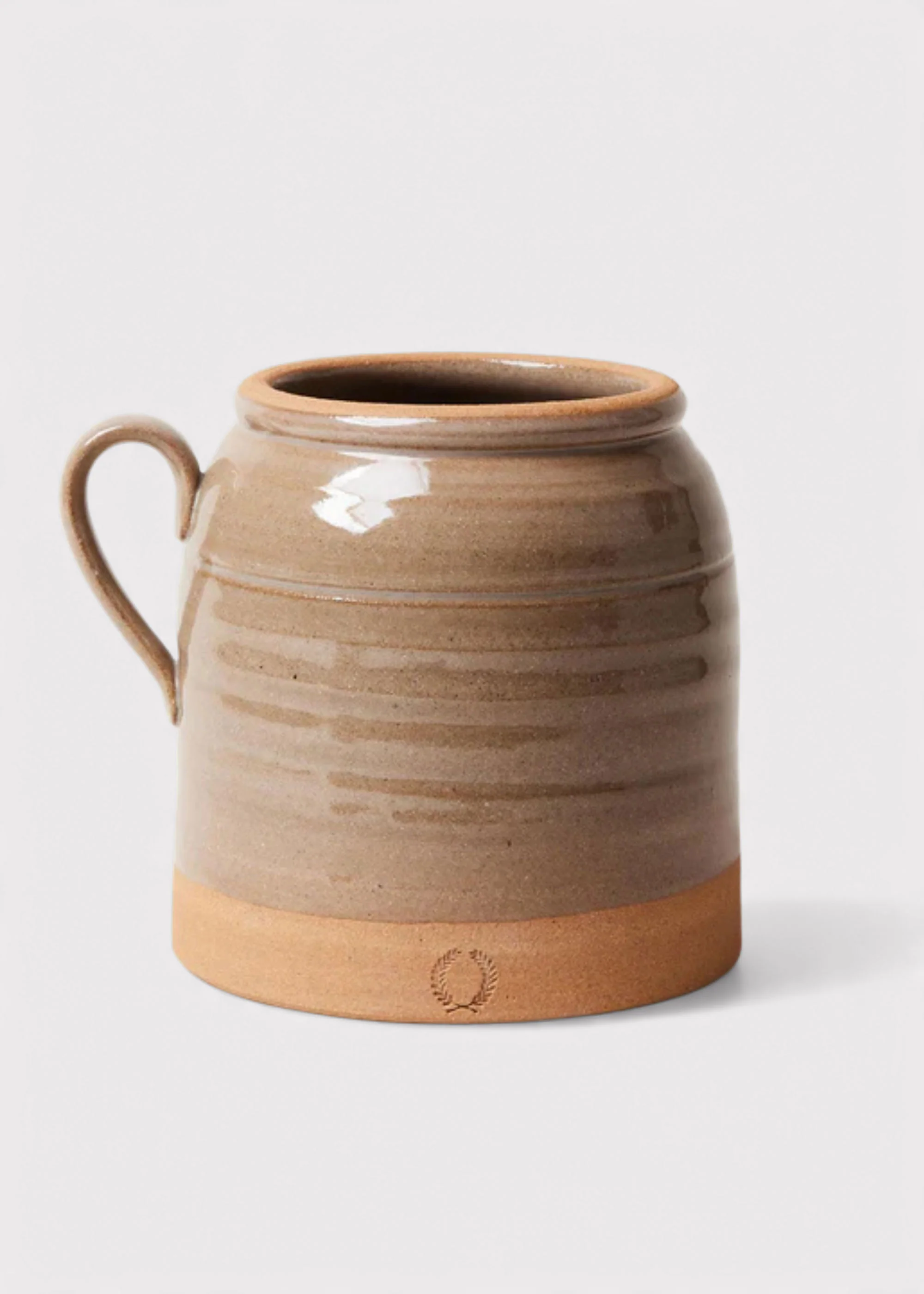 Farmhouse Pottery French Stoneware Crock in Brown Glaze - 105 oz - 7.25"