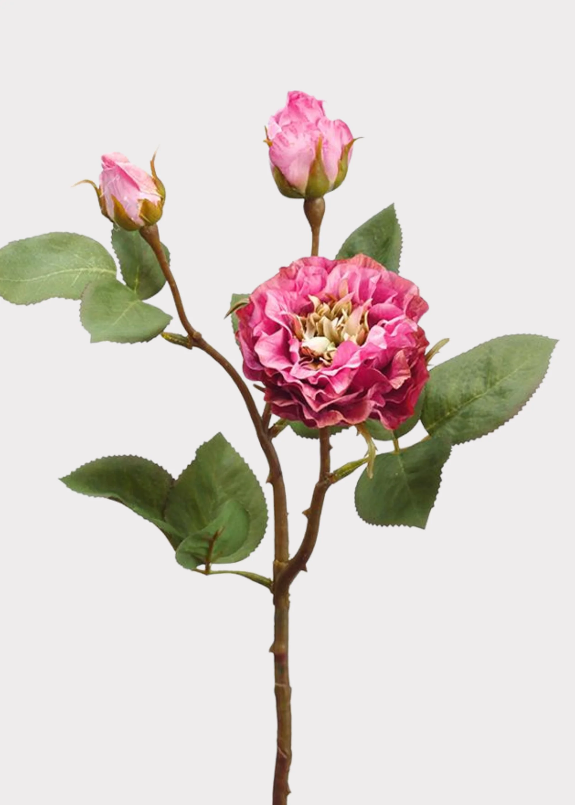 Fuchsia Artificial Blooming Rose Spray - 18.75"