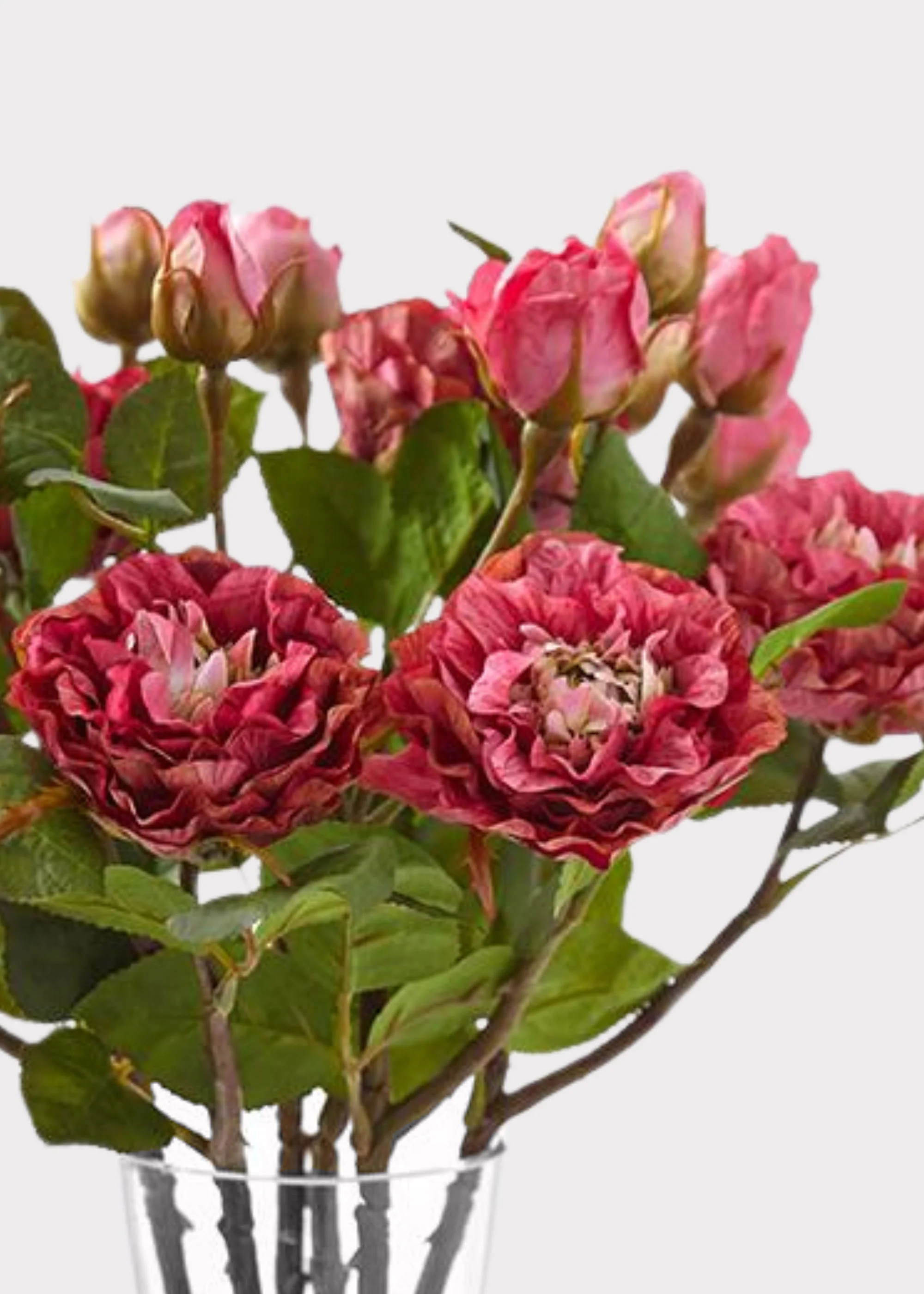 Fuchsia Artificial Blooming Rose Spray - 18.75" - Image 2
