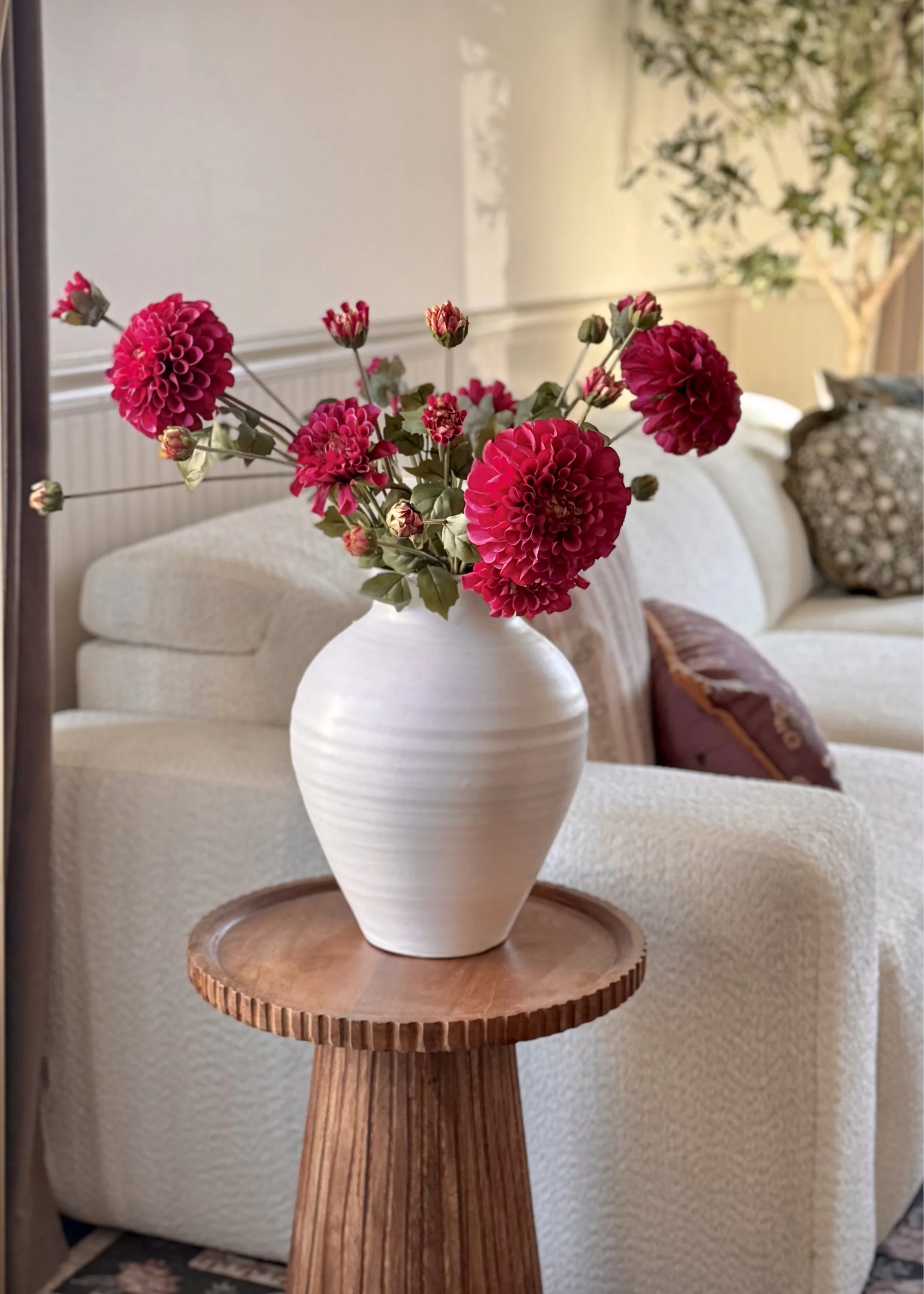 Fuchsia Artificial Zinnia Flower Bundle - 23.5" - Image 2