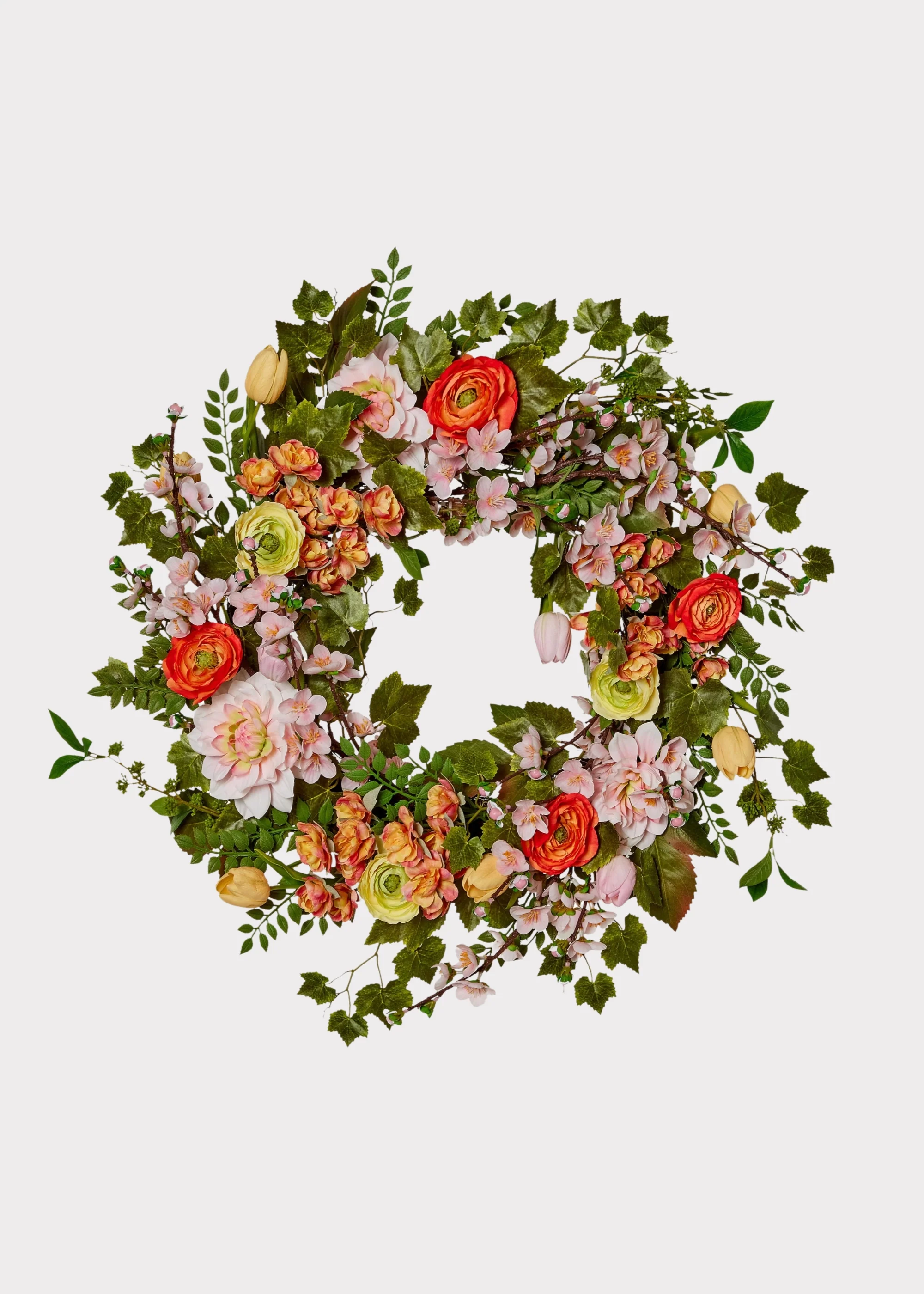Fake Flower Garden Wreath - 24"