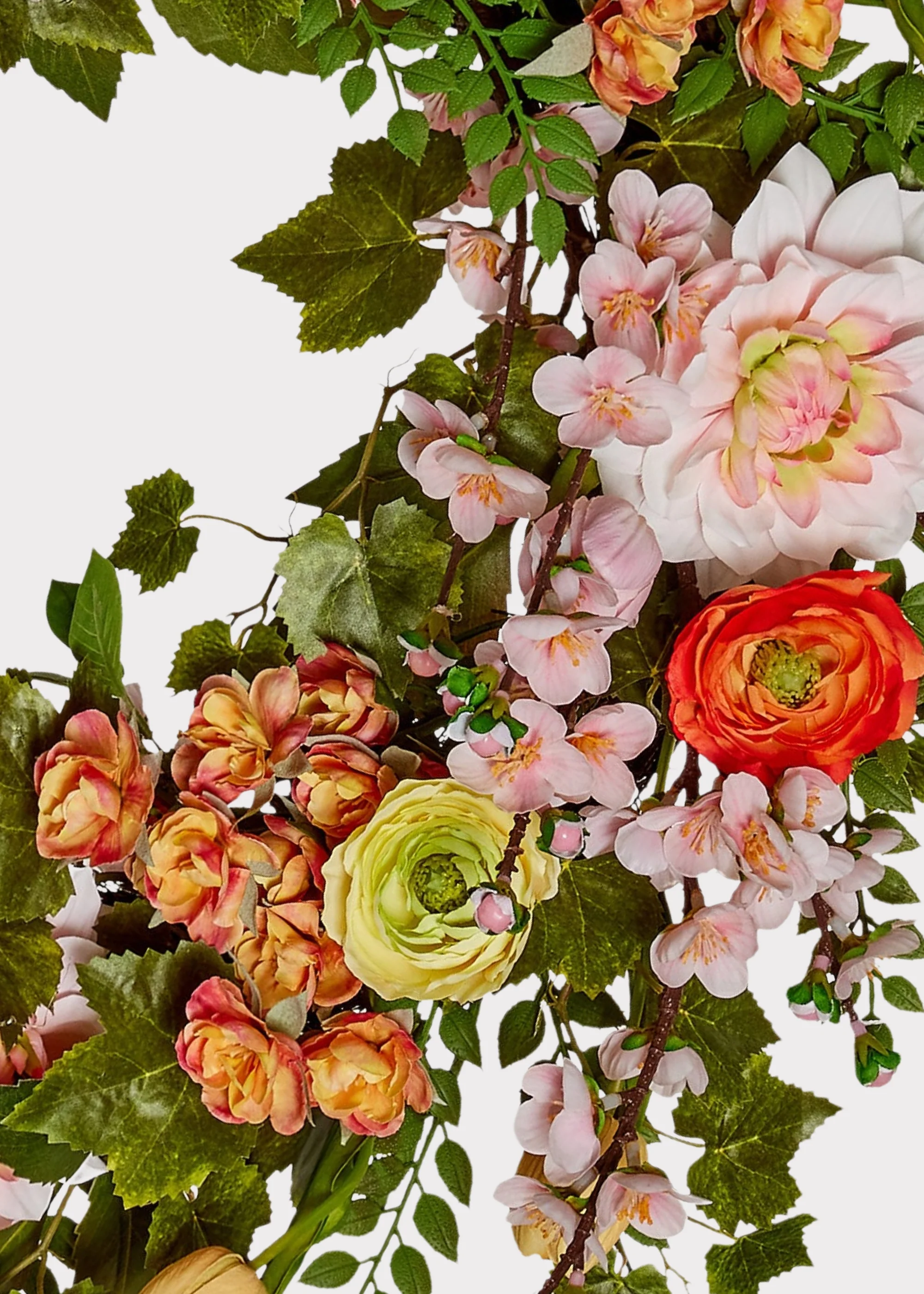 Fake Flower Garden Wreath - 24" - Image 3