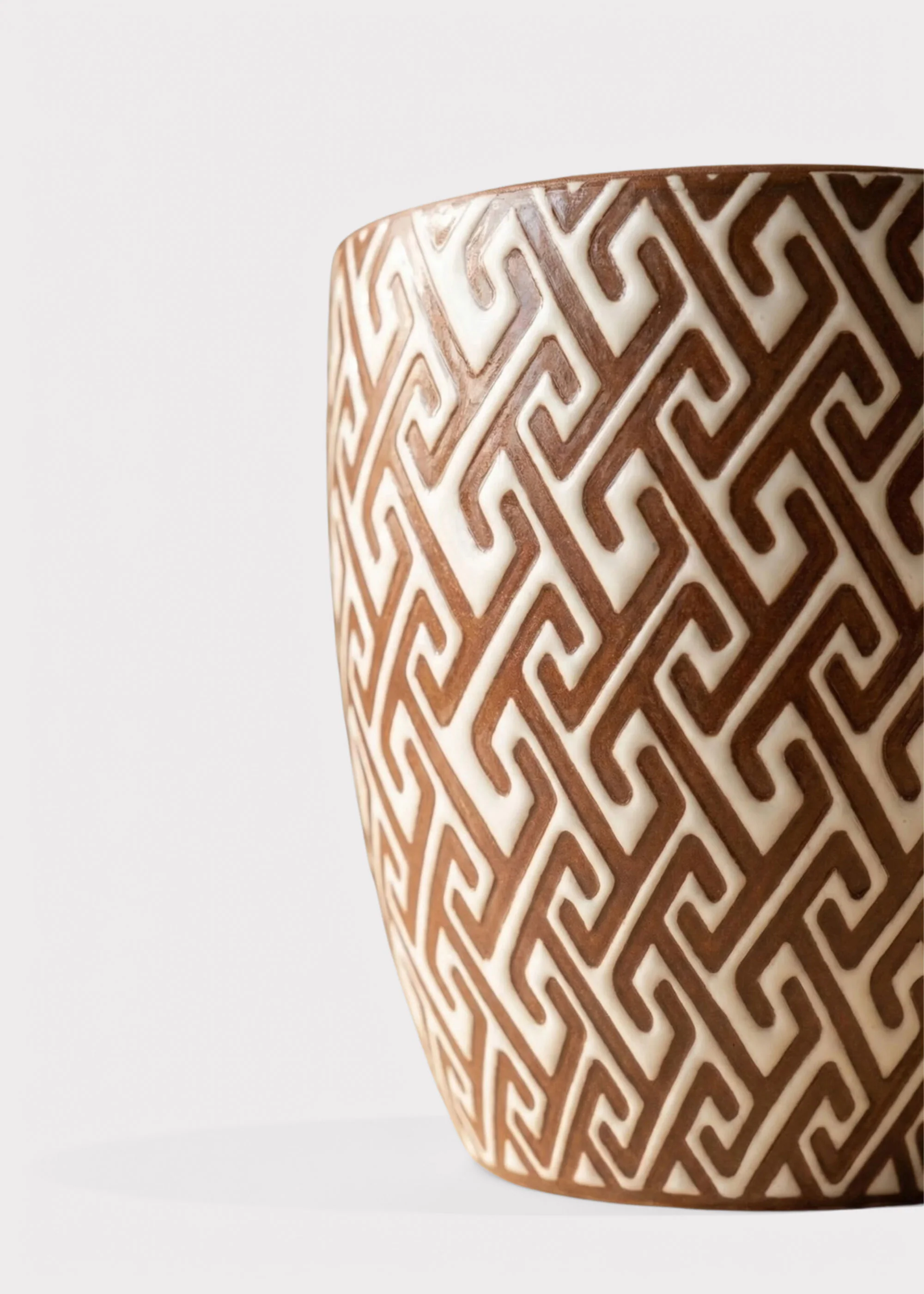 Glossy Ceramic Planter Pot in Brown and White - 5.75" - Image 4