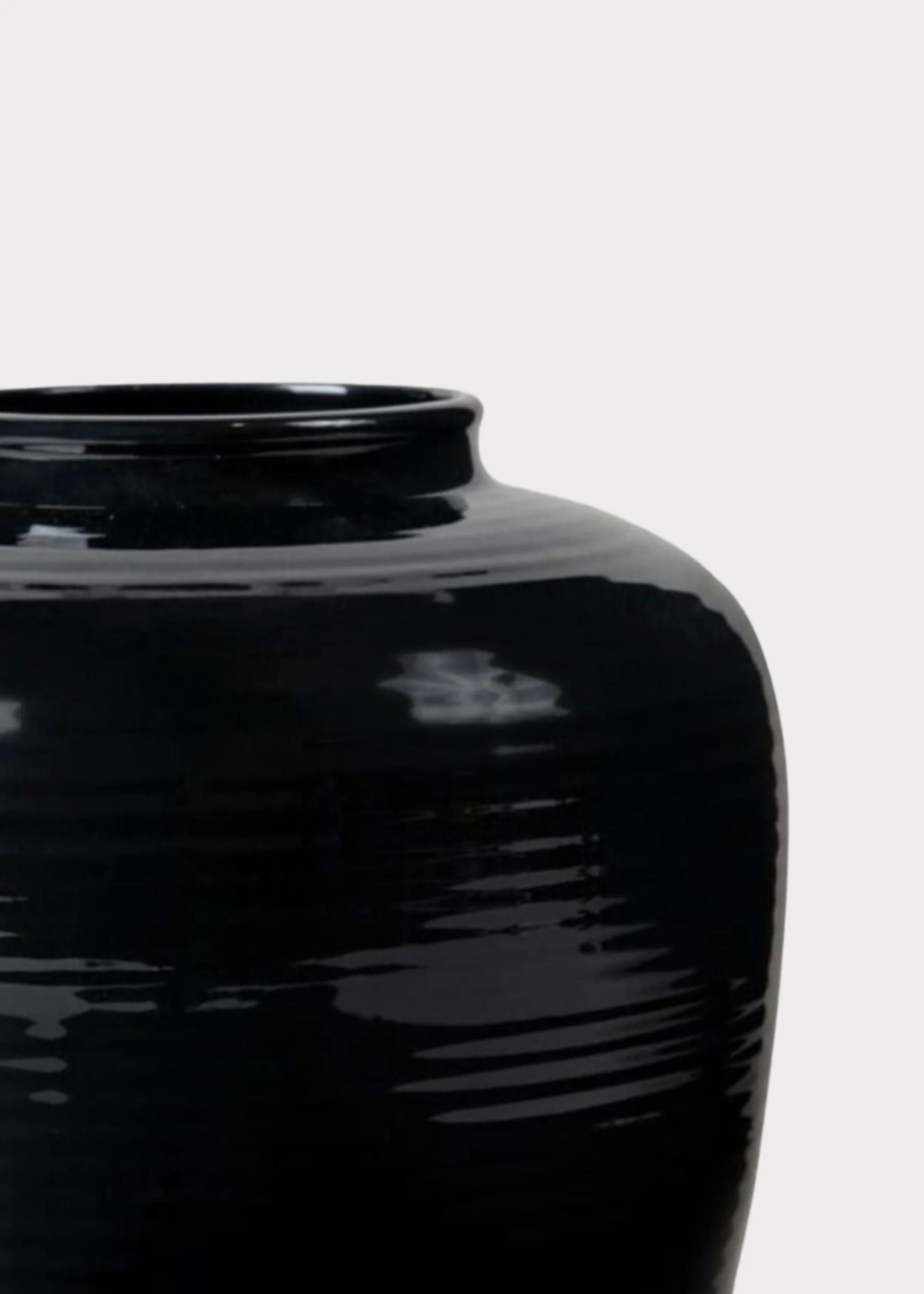 Glazed Afloral™ Ribbed Stoneware Table Vase in Noir - 8" - Image 4