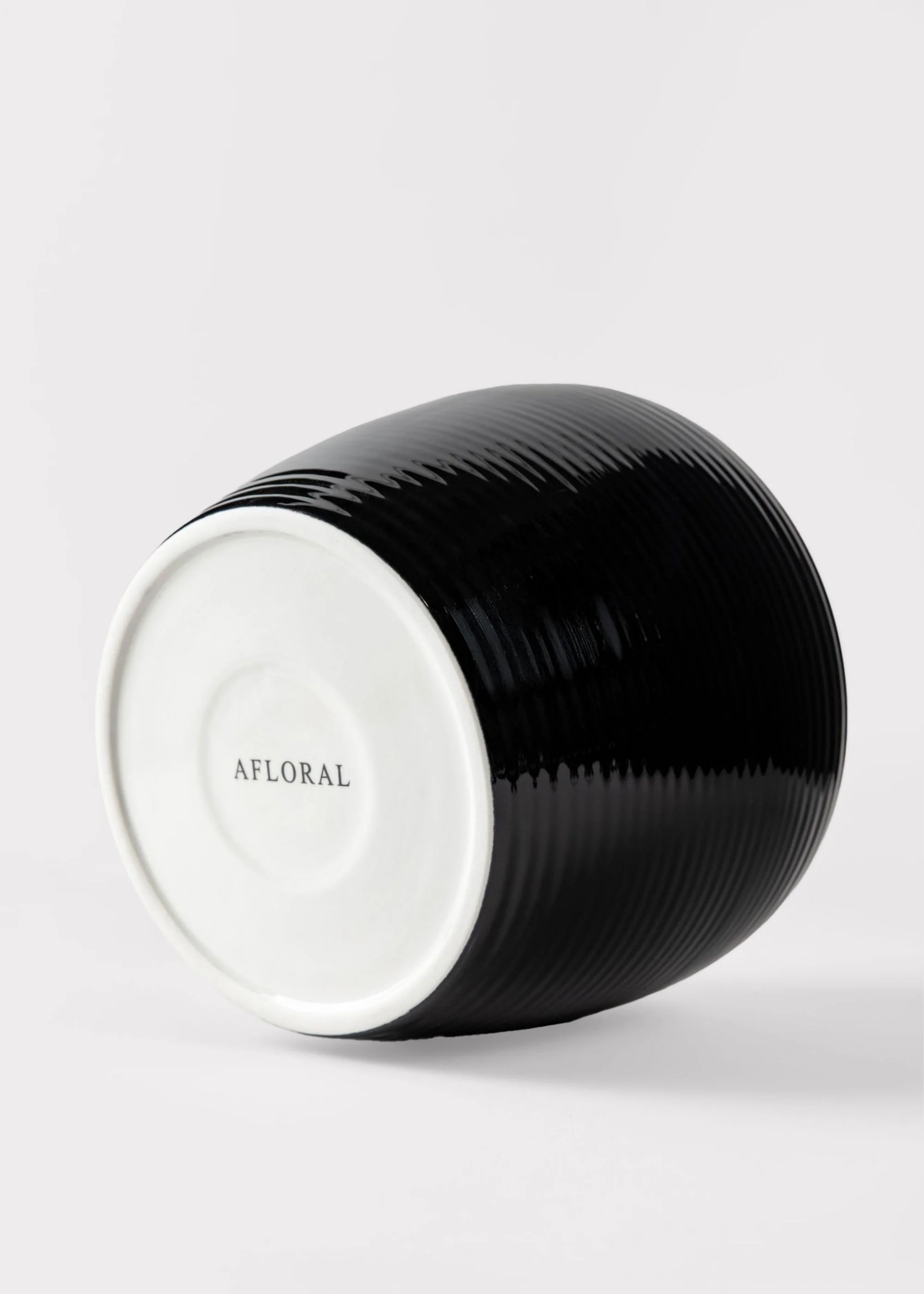 Glazed Afloral™ Ribbed Stoneware Table Vase in Noir - 8" - Image 5