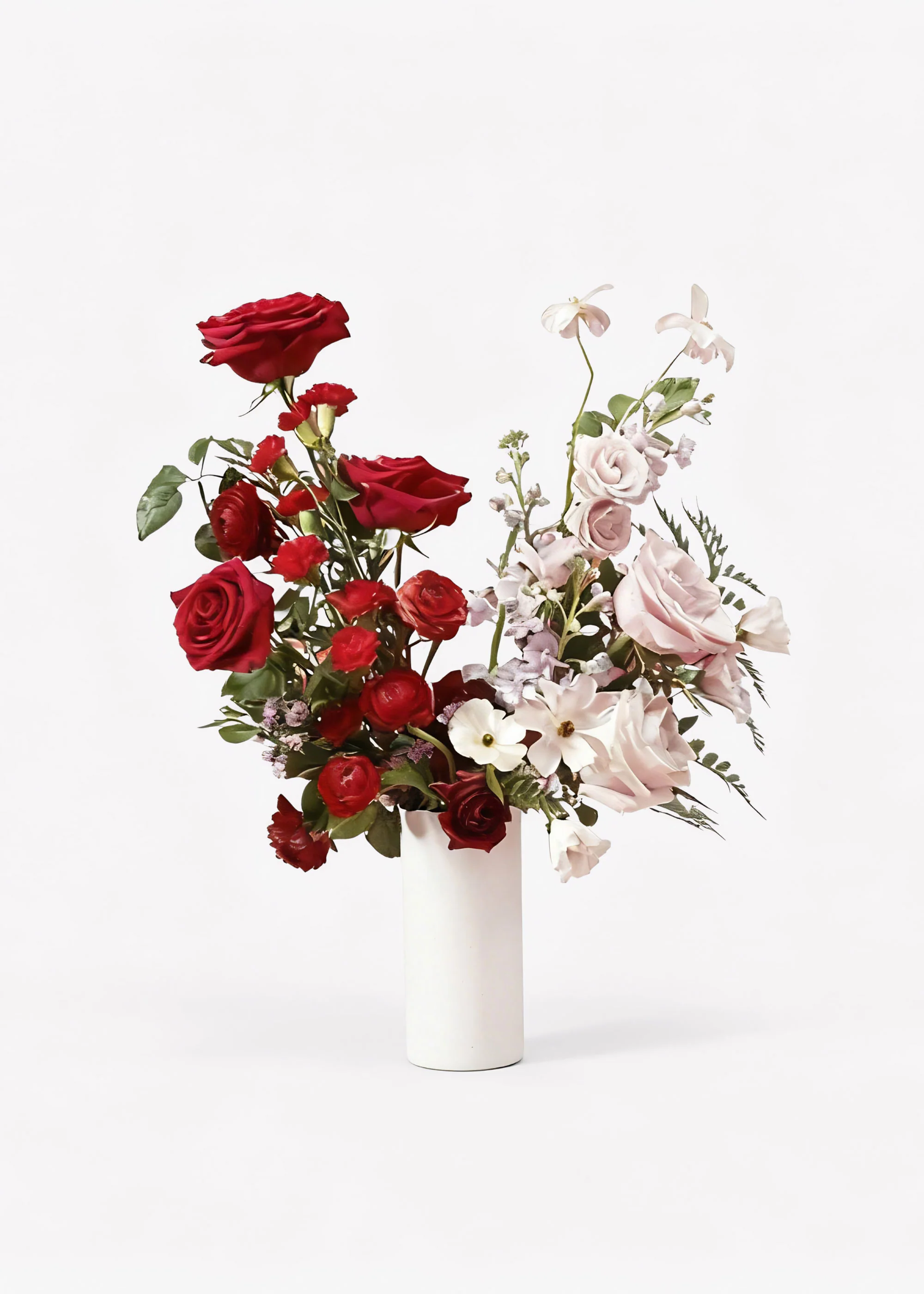 Glossy White Cylinder Ceramic Brooklyn Vase - 8" - Image 2
