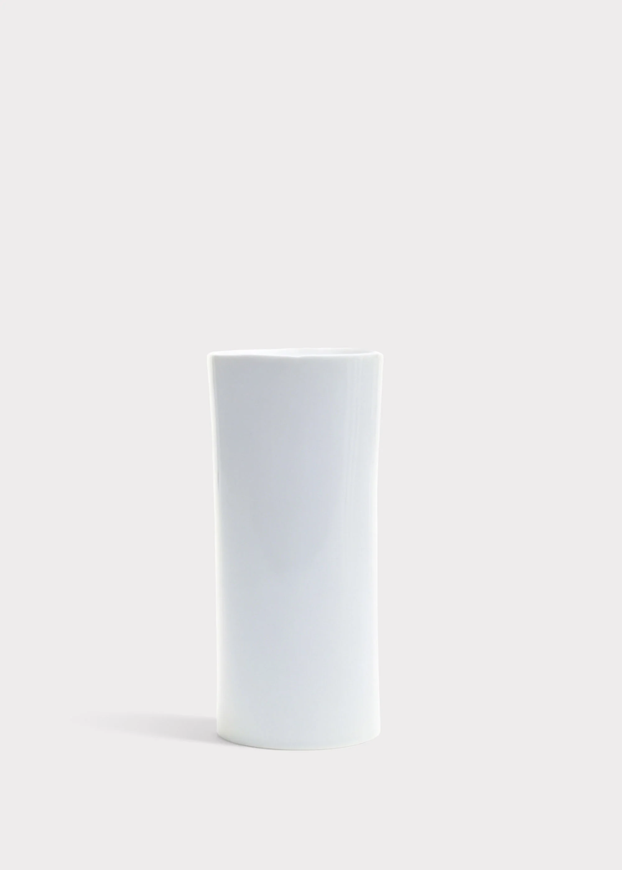 Glossy White Cylinder Ceramic Brooklyn Vase - 8" - Image 3
