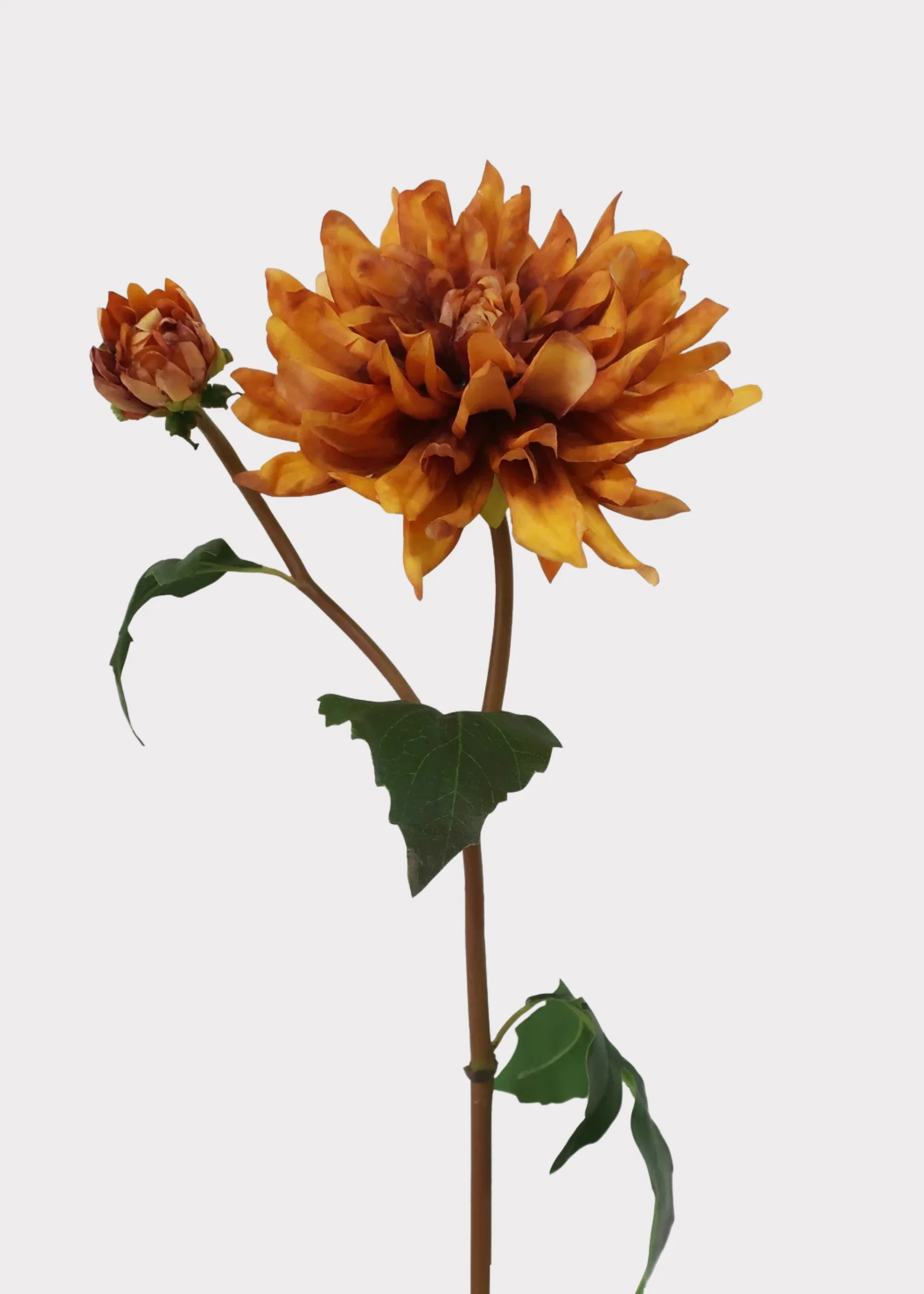 Golden Orange and Brown Artificial Dahlia Fall Flower - 21"