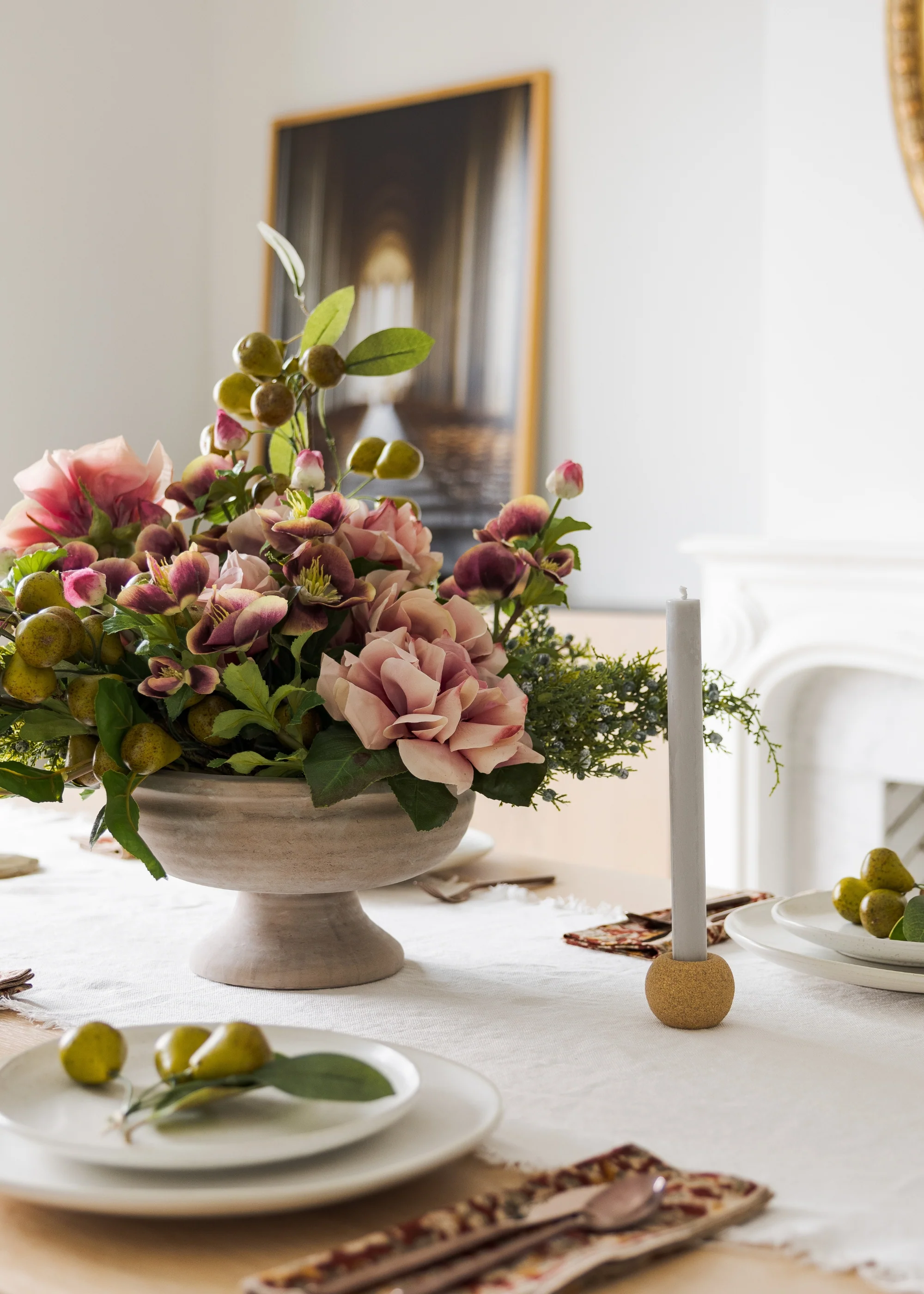 Green Burgundy Artificial Helleborus Flower - 22" - Image 2