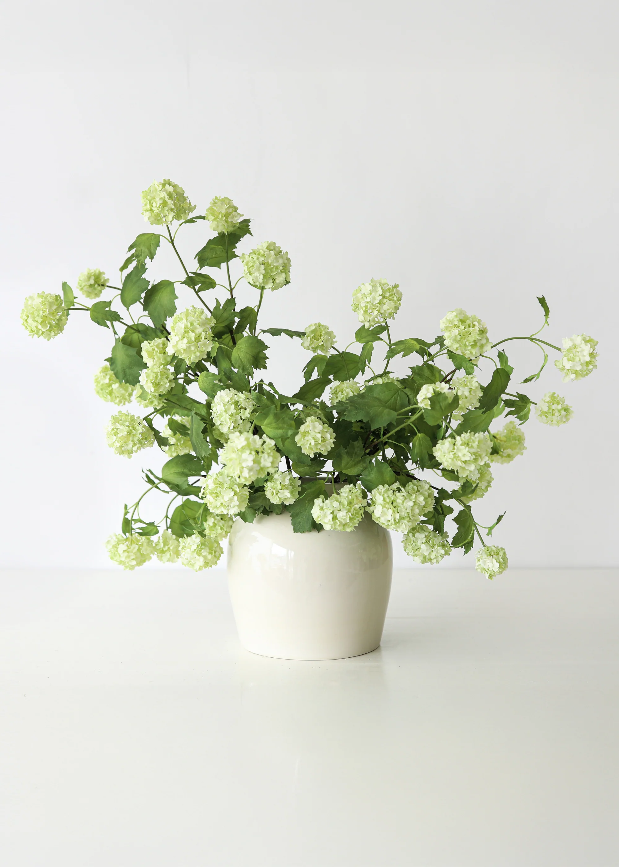 SAVE - Green Cream Artificial Snowball Flowers - 24" - Image 4