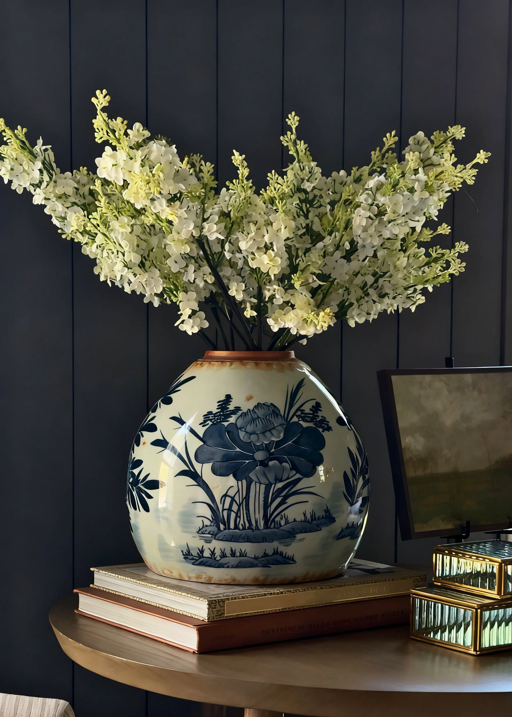 Cream Artificial Blooming Lilac Branch - 30" - Image 3
