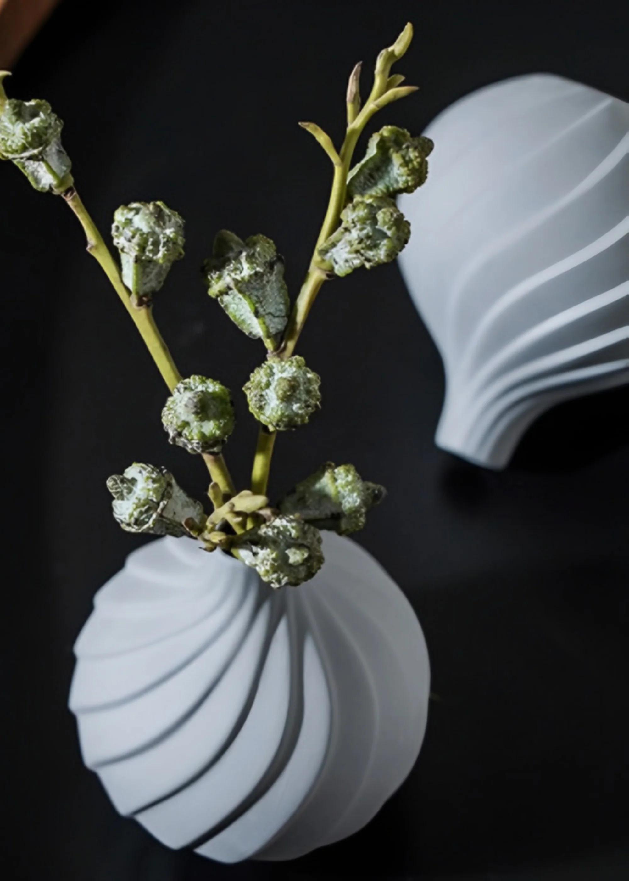 Small Handmade Porcelain Round Bud Vase in Charcoal - 3.75" - Image 3