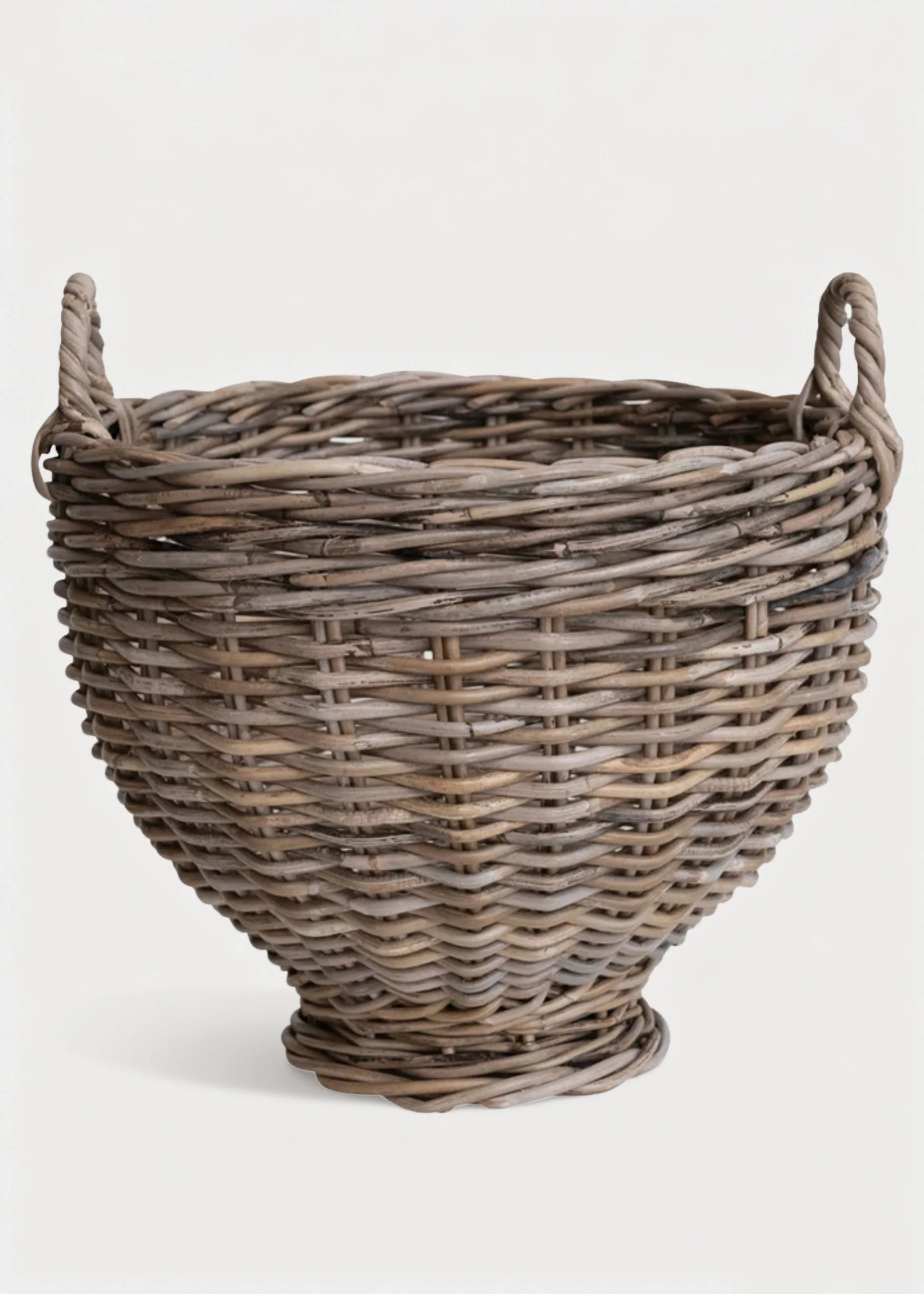 Handmade Rattan Footed Basket with Handles - 16"