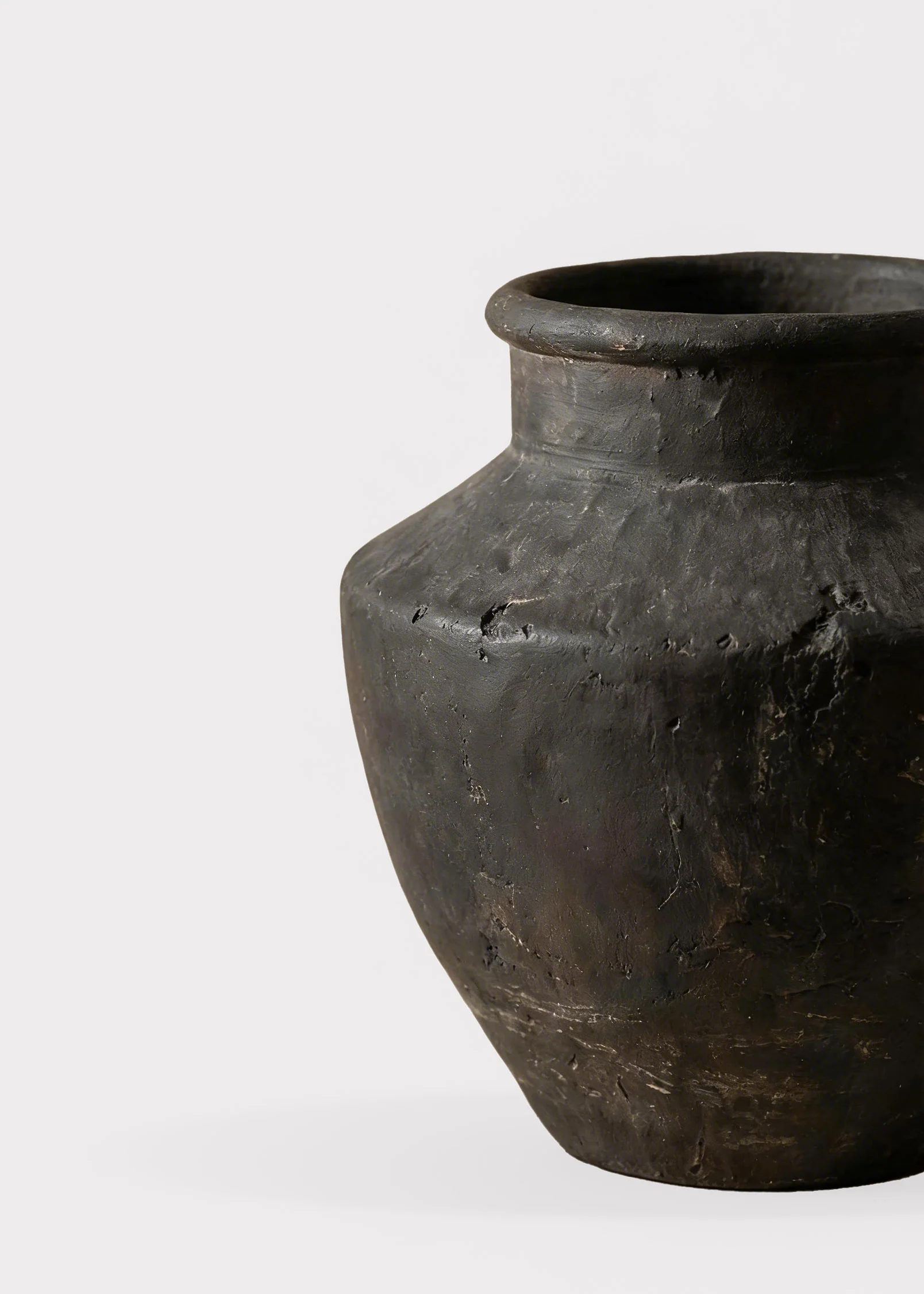 Handmade Terra Cotta Distressed Vase in Charcoal Grey - 7" - Image 4
