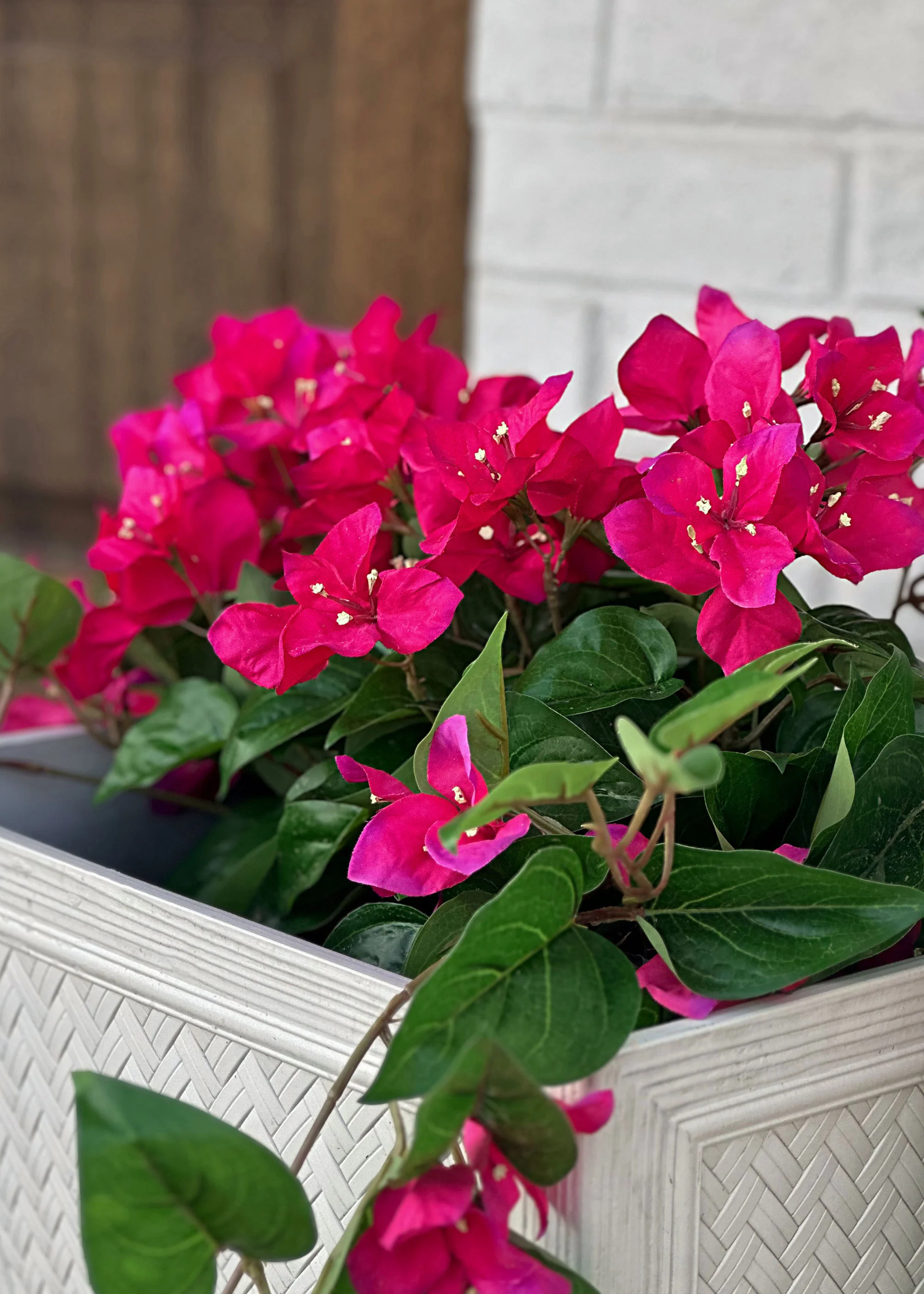 Hot Pink Bougainvillea Fake UV Treated Outdoor Hanging Bush - 32" - Image 2