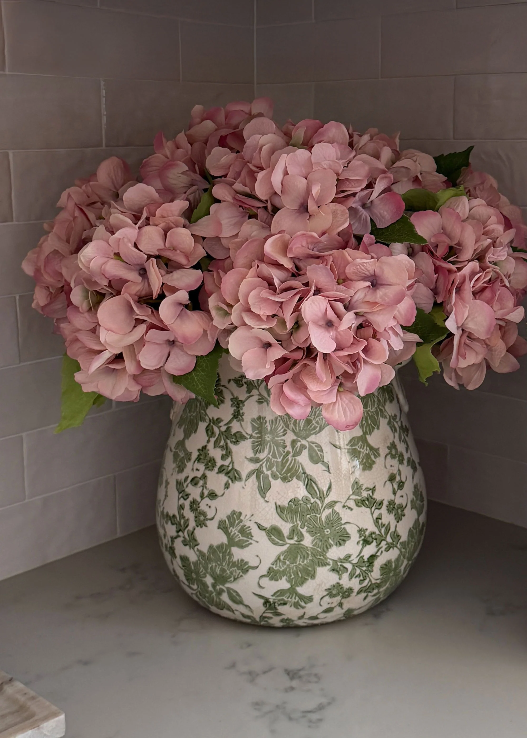 Small Hydrangea Artificial Flower in Antique Pink - 19" - Image 5