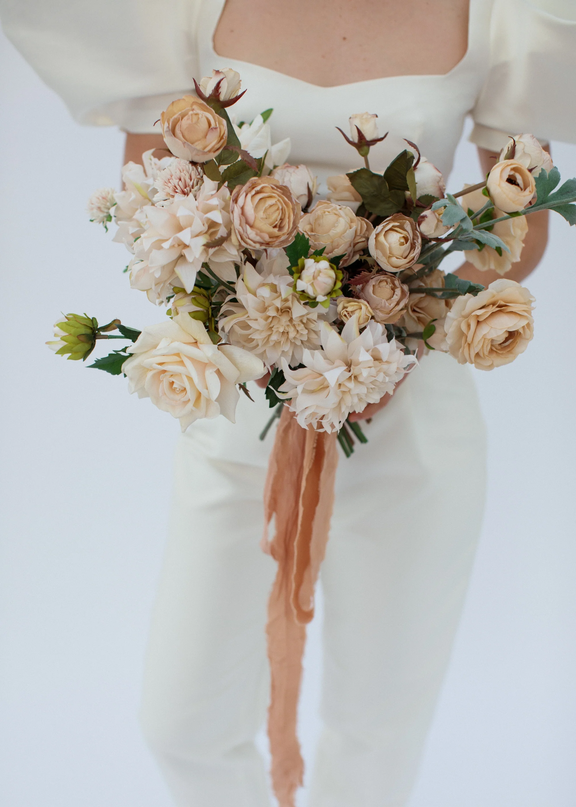 Ivory Artificial Dahlia Flower - 19.5" - Image 3