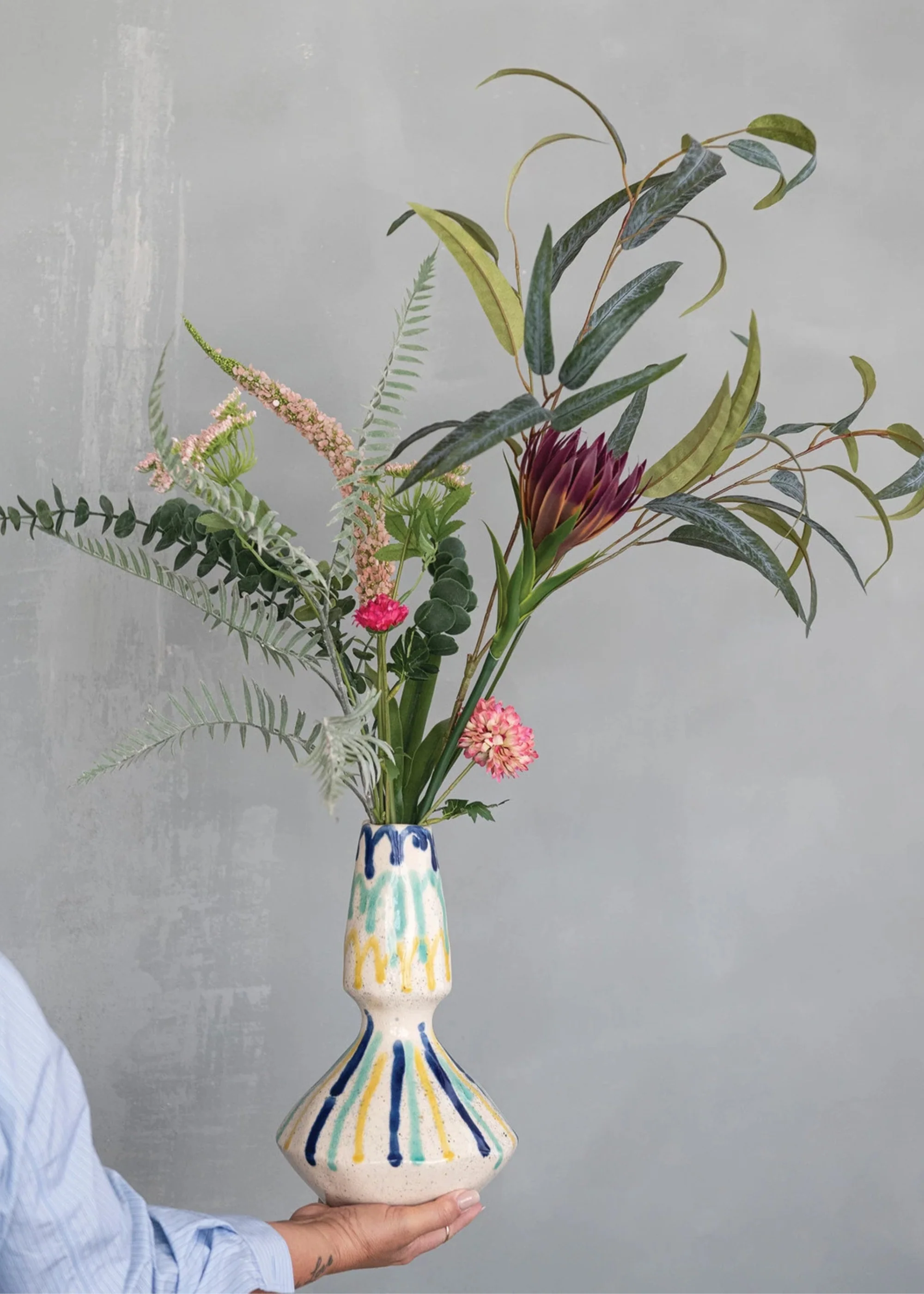 Large Artificial Flower Bouquet of Purple Protea and Eucalyptus - 43" - Image 2