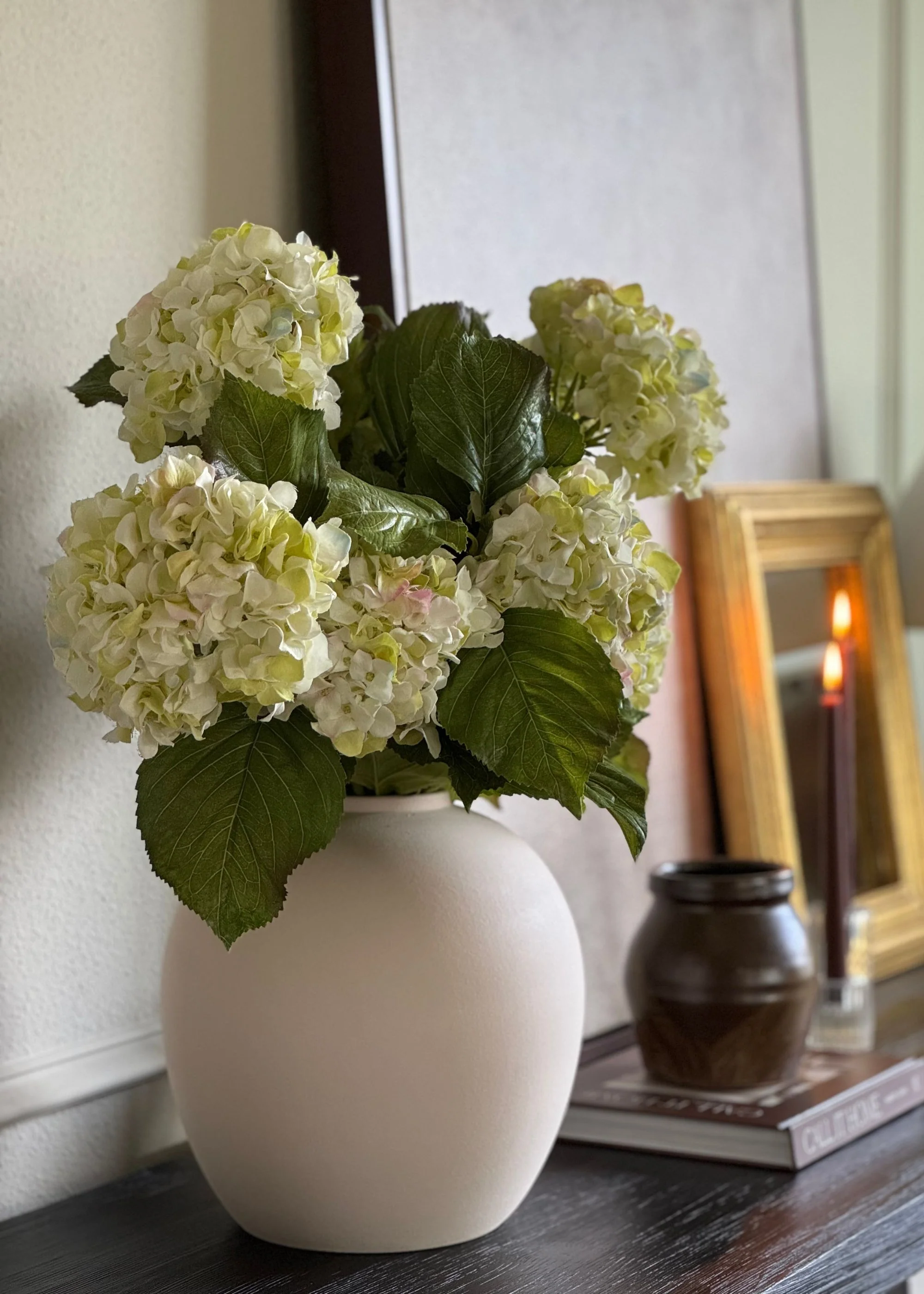 Large Cream Green Hydrangea in Bailey Cream Vase Design - Image 2