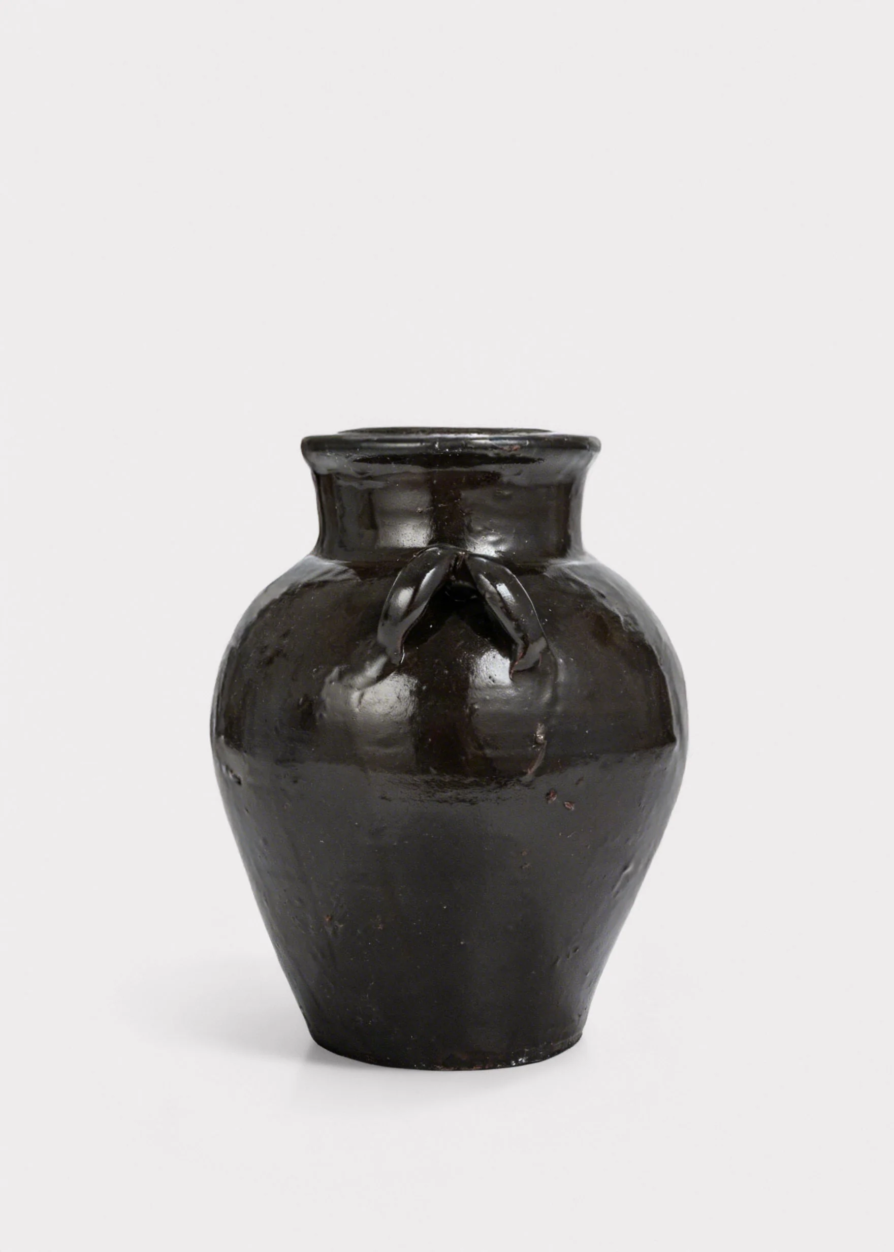 Large Distressed Clay Jar Vase in Dark Brown Black Hue - 11.75" - Image 3