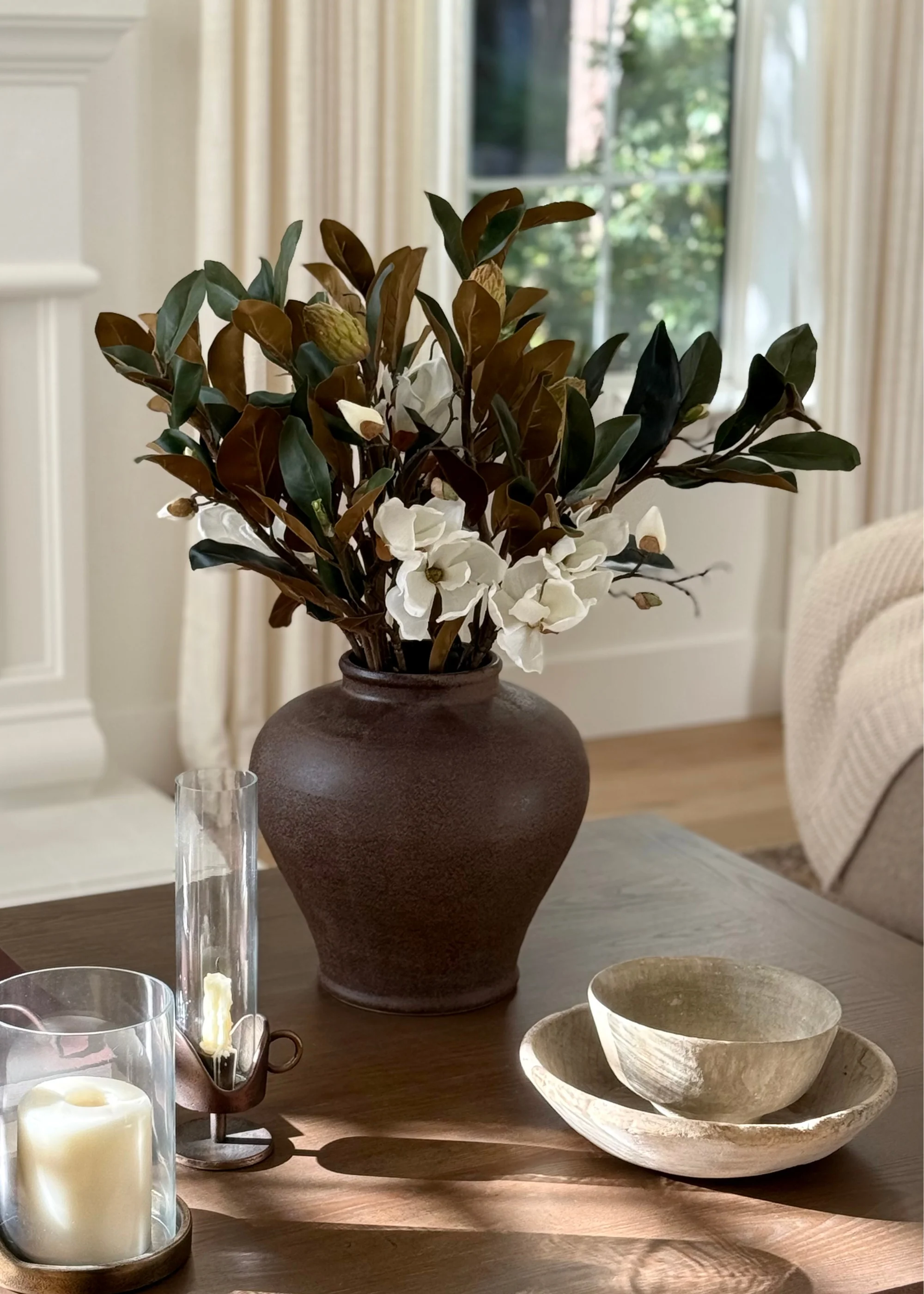 Large Stoneware Table Vase in Warm Brown - 12.5" - Image 2