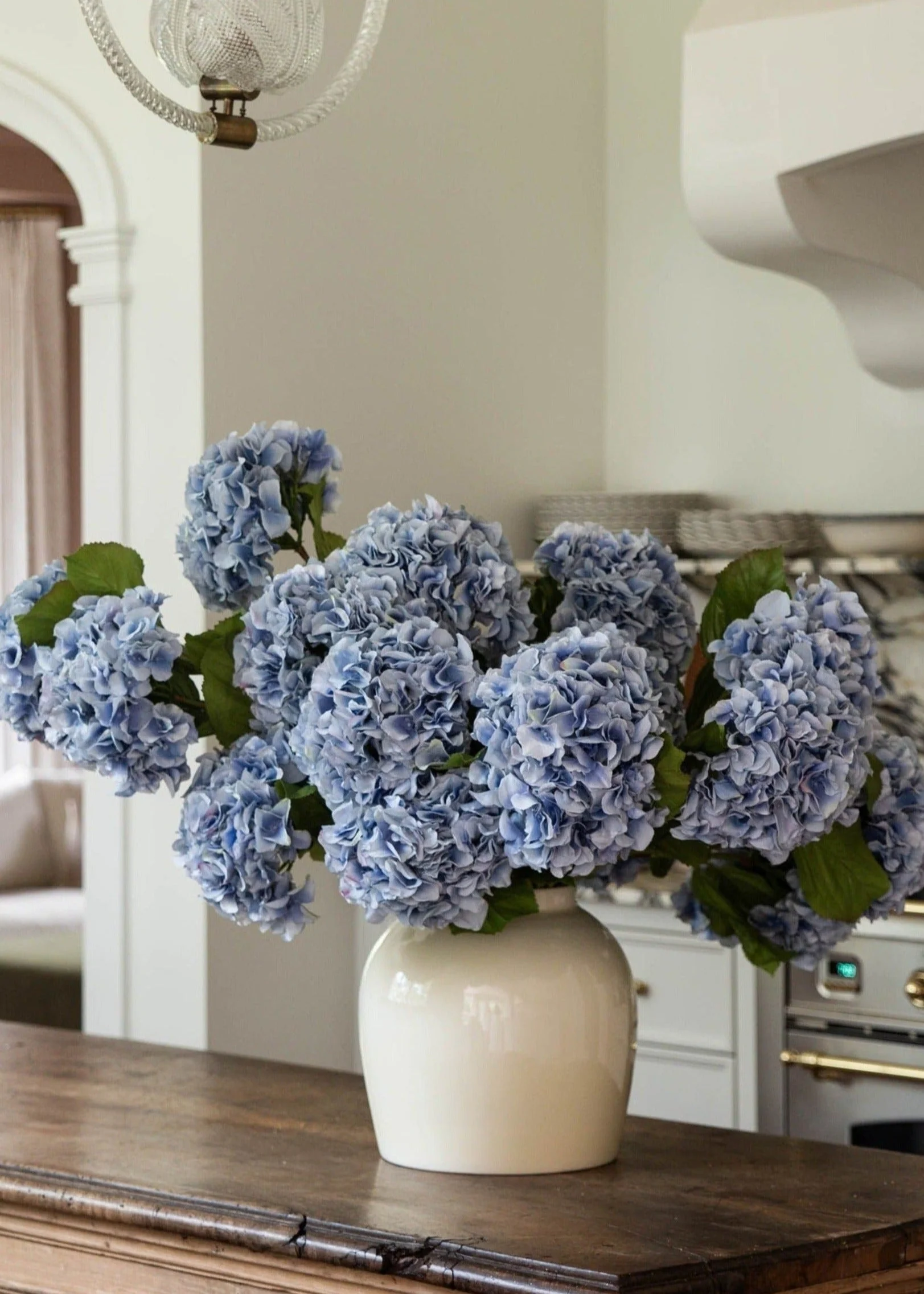 Tall Powder Blue Faux Hydrangea Flower - 45" - Image 2