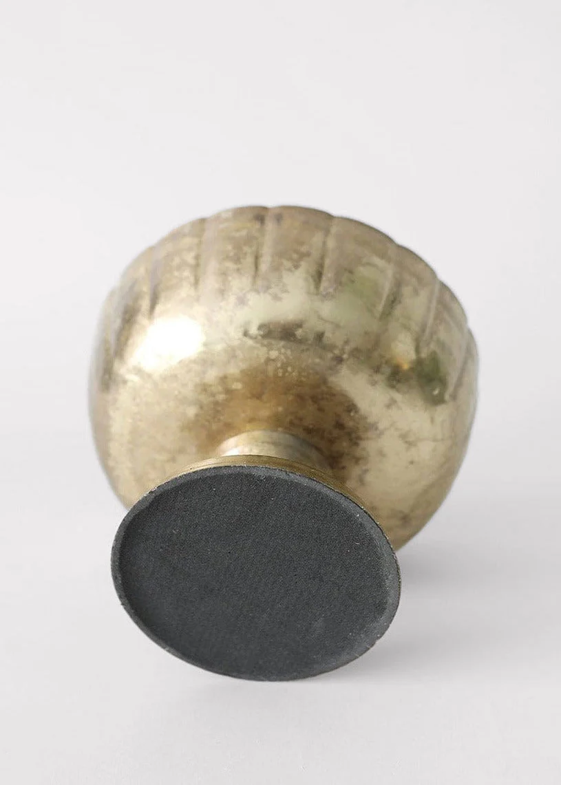 Distressed Gold Metal Compote Bowl - 8" Wide - Image 3