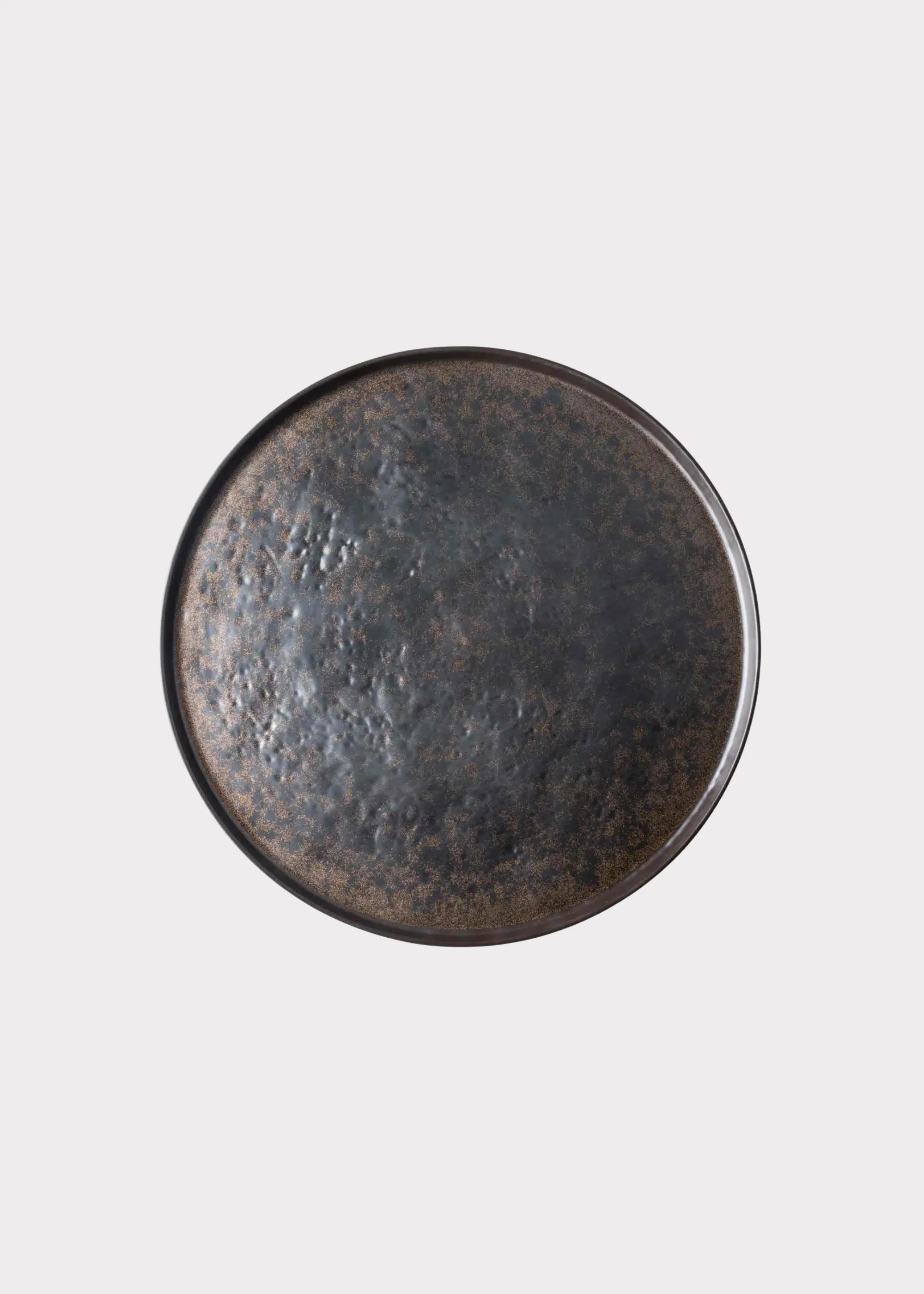 Matte Brown and Copper Melamine Resin Round Tray - 18"