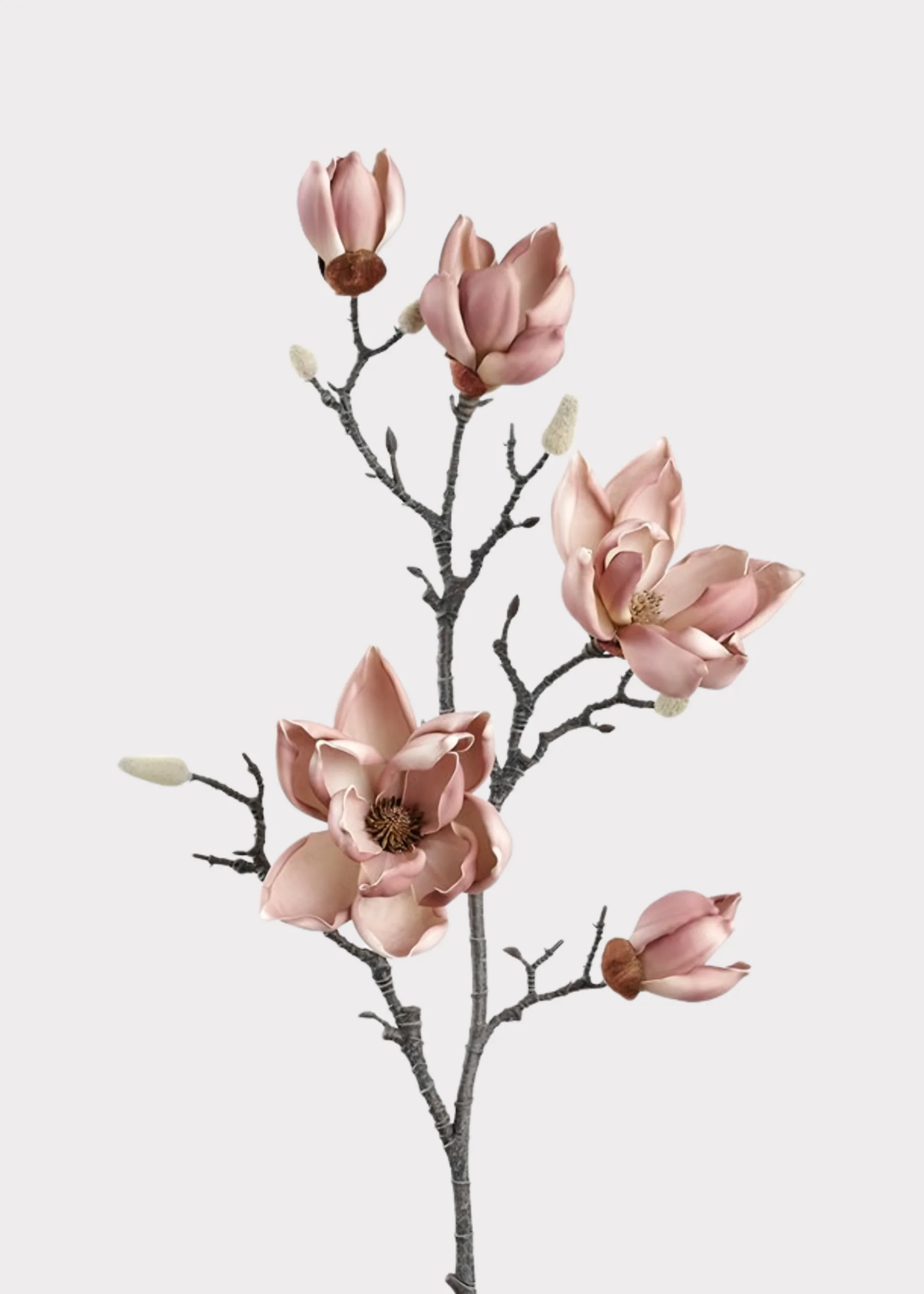 Mauve Beige Artificial Magnolia Flower Branch - 39.5"