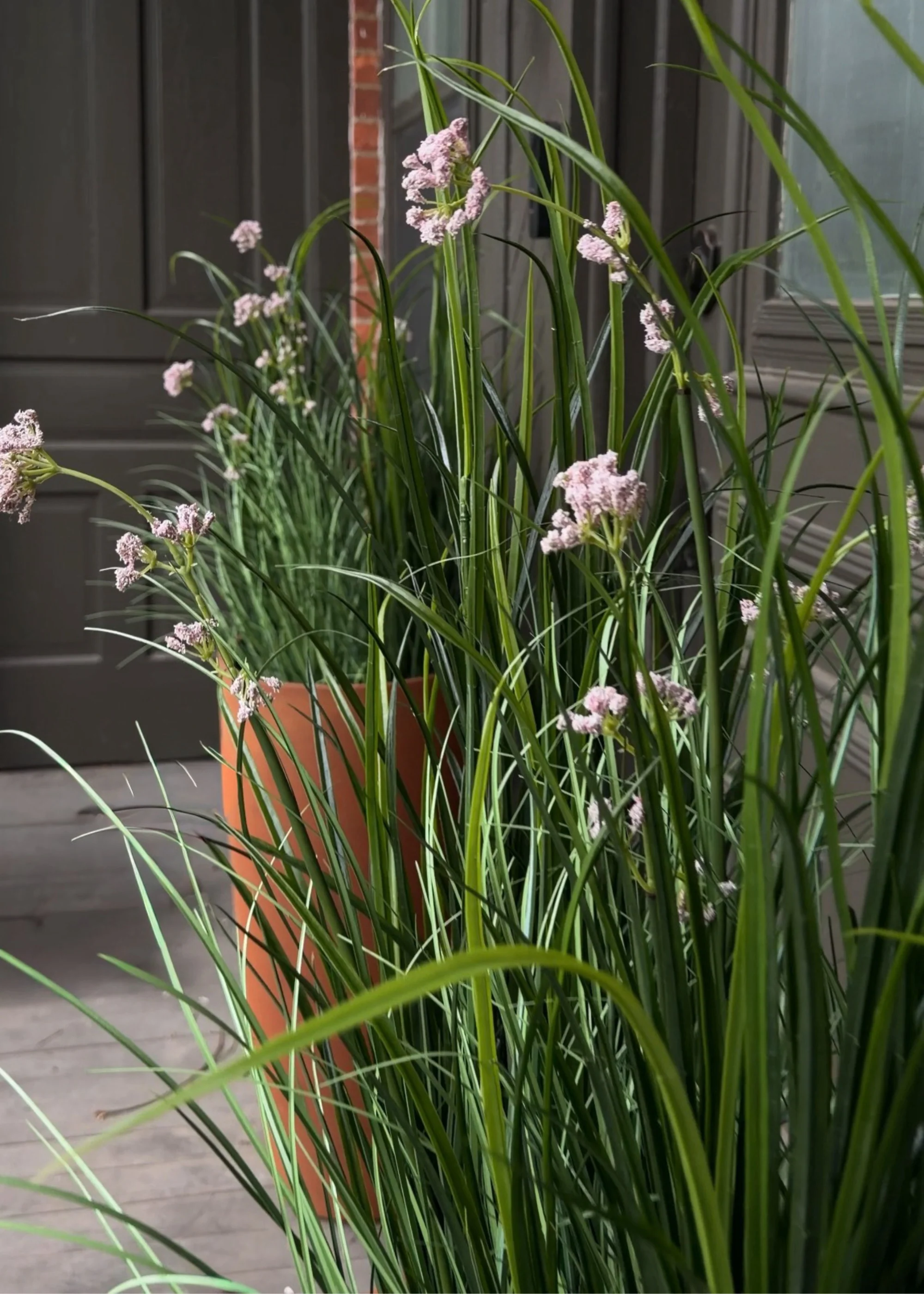 Mauve Fake Flower and Milkweed Grass Potted Plant - 35" - Image 2