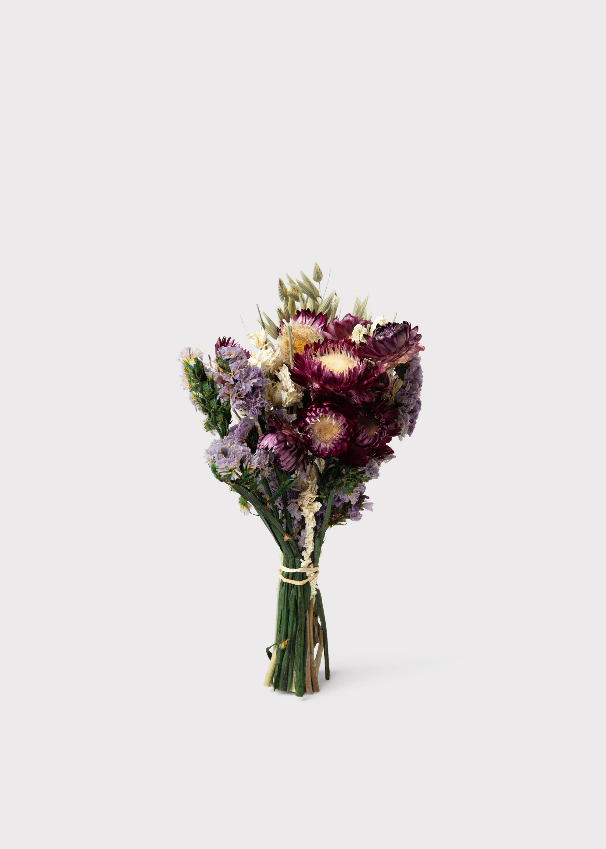 Mini Dried Flowers Purple and Cream Wildflower Bouquet - 7" - Image 2