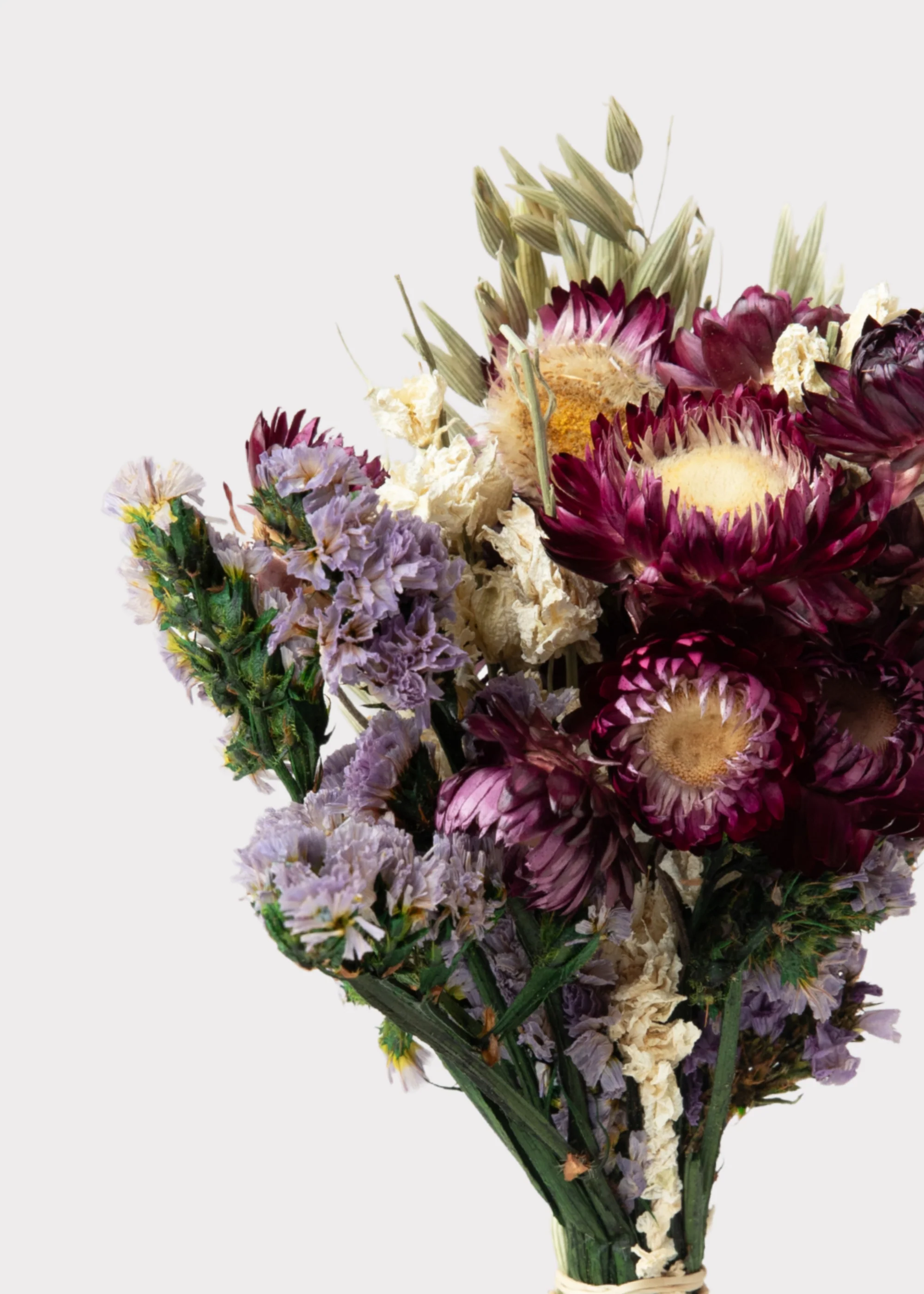 Mini Dried Flowers Purple and Cream Wildflower Bouquet - 7" - Image 3