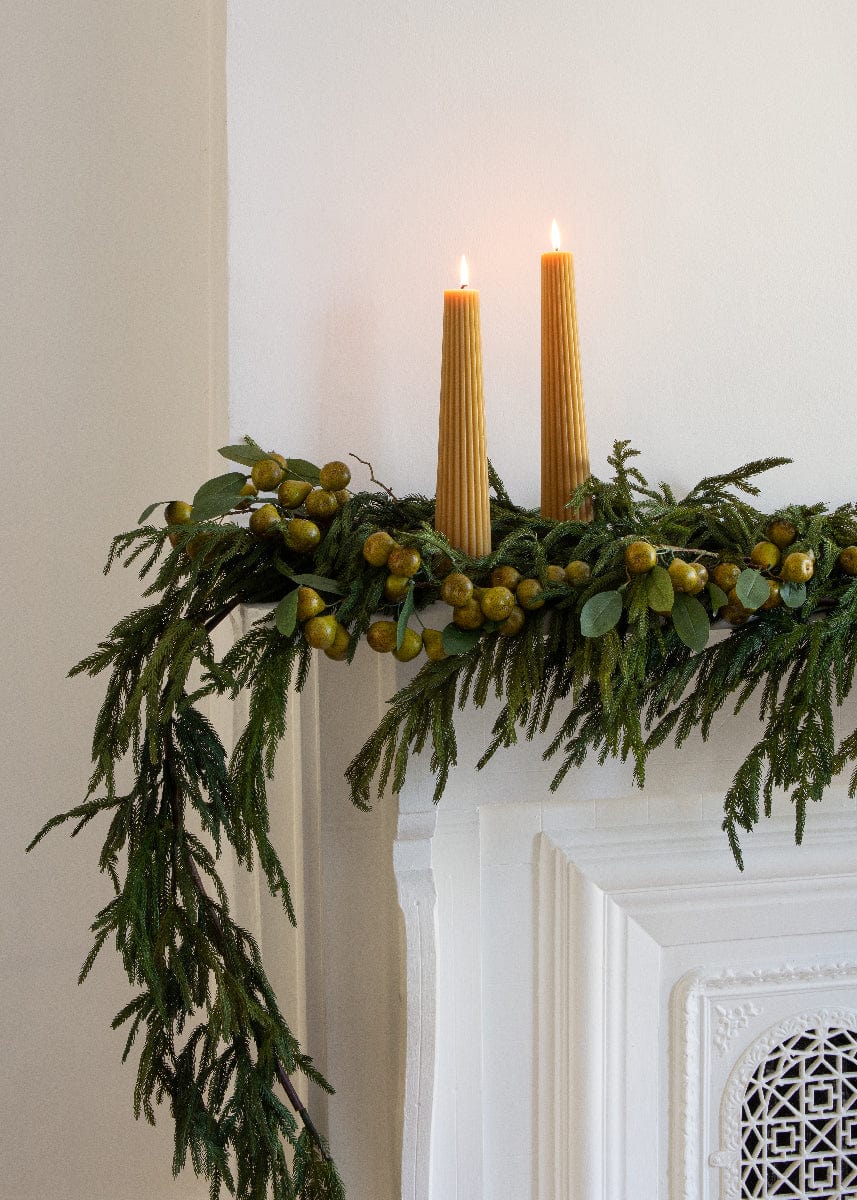 Tall Natural Beeswax Fluted Pillar Candle - 13.5" - Image 4