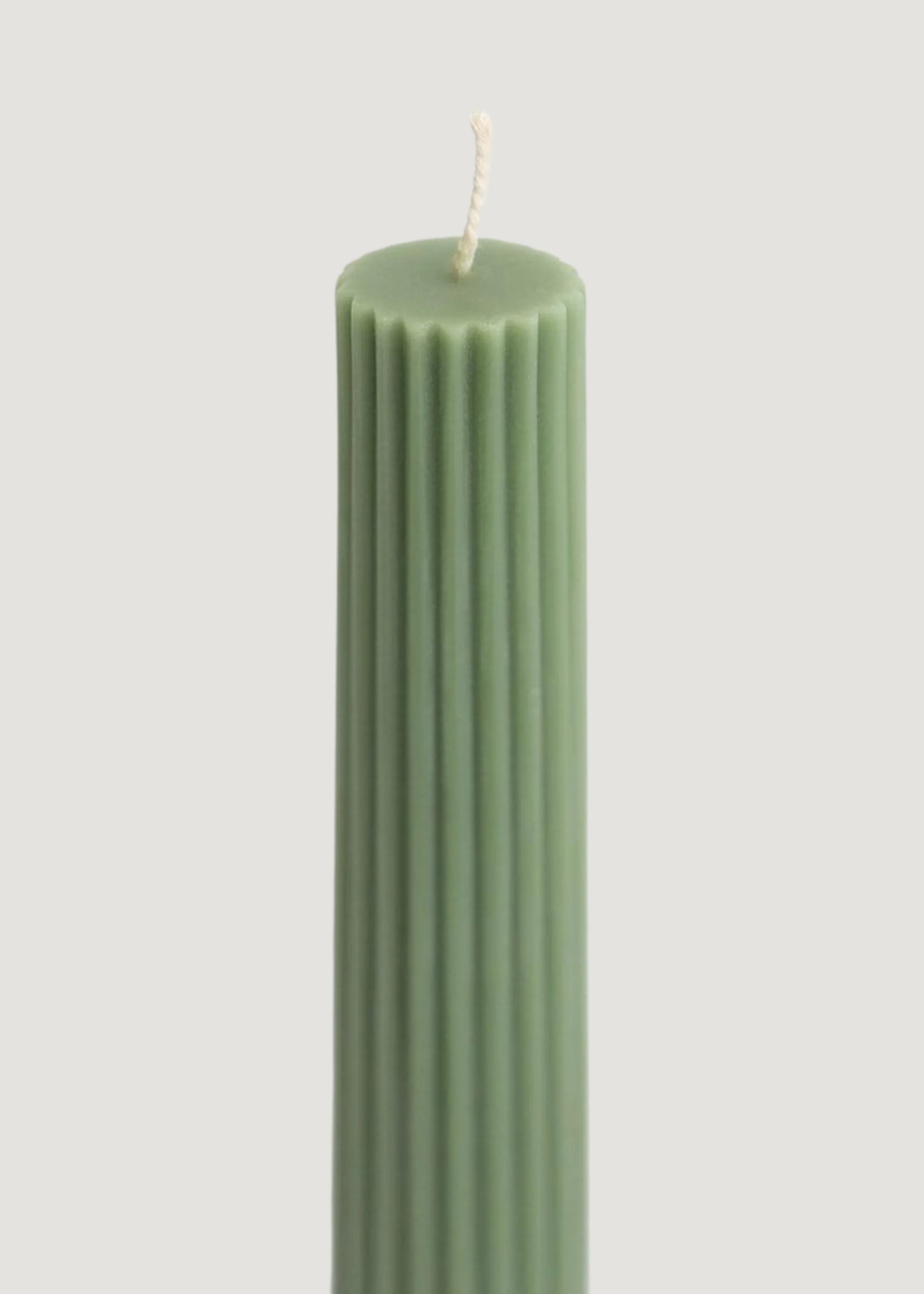 Tall Natural Beeswax Fluted Pillar Candle in Sage - 13.5" - Image 3