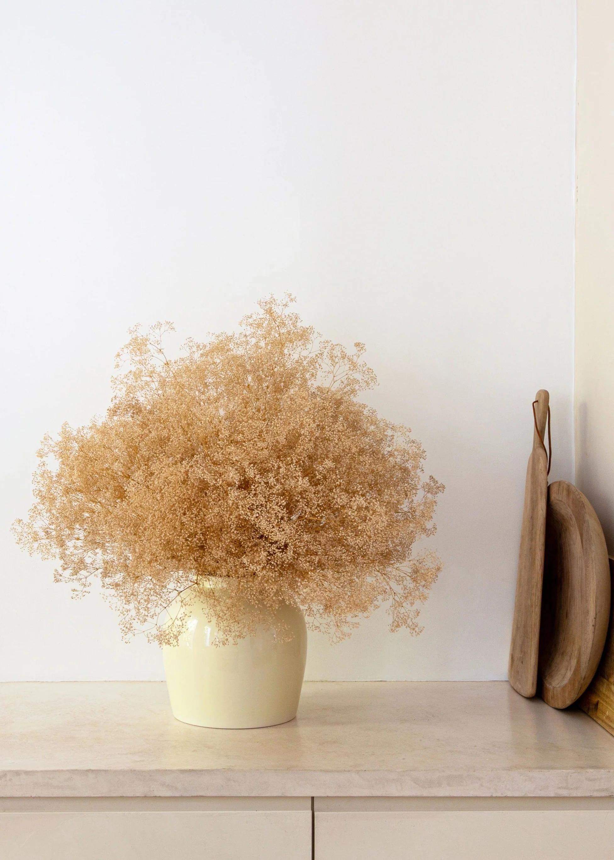 Natural Beige Preserved Wild Gypsophila Flower Bunch - 24" - Image 2