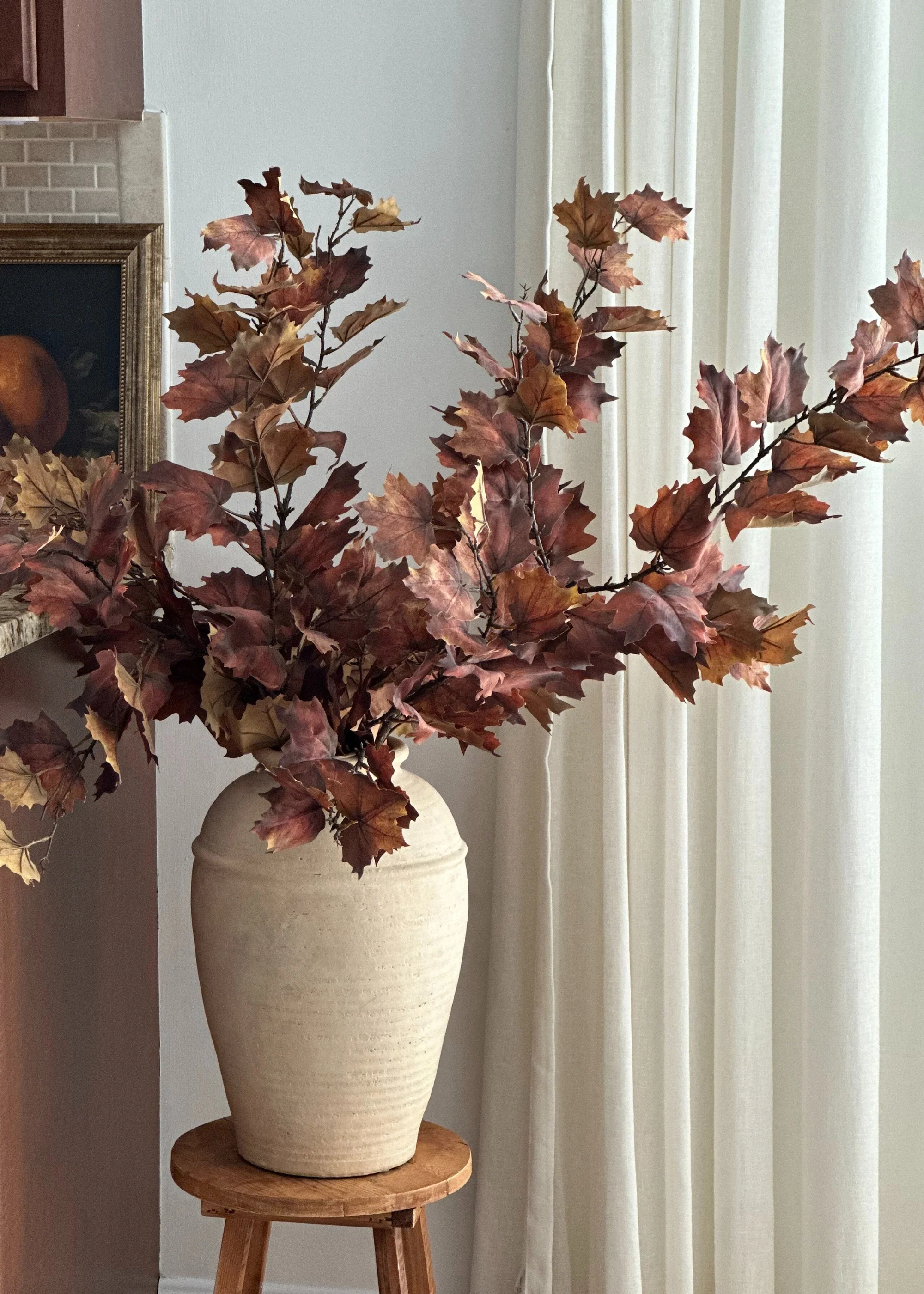 Nutmeg Brown Artificial Tall Maple Leaf Fall Branch - 47" - Image 3