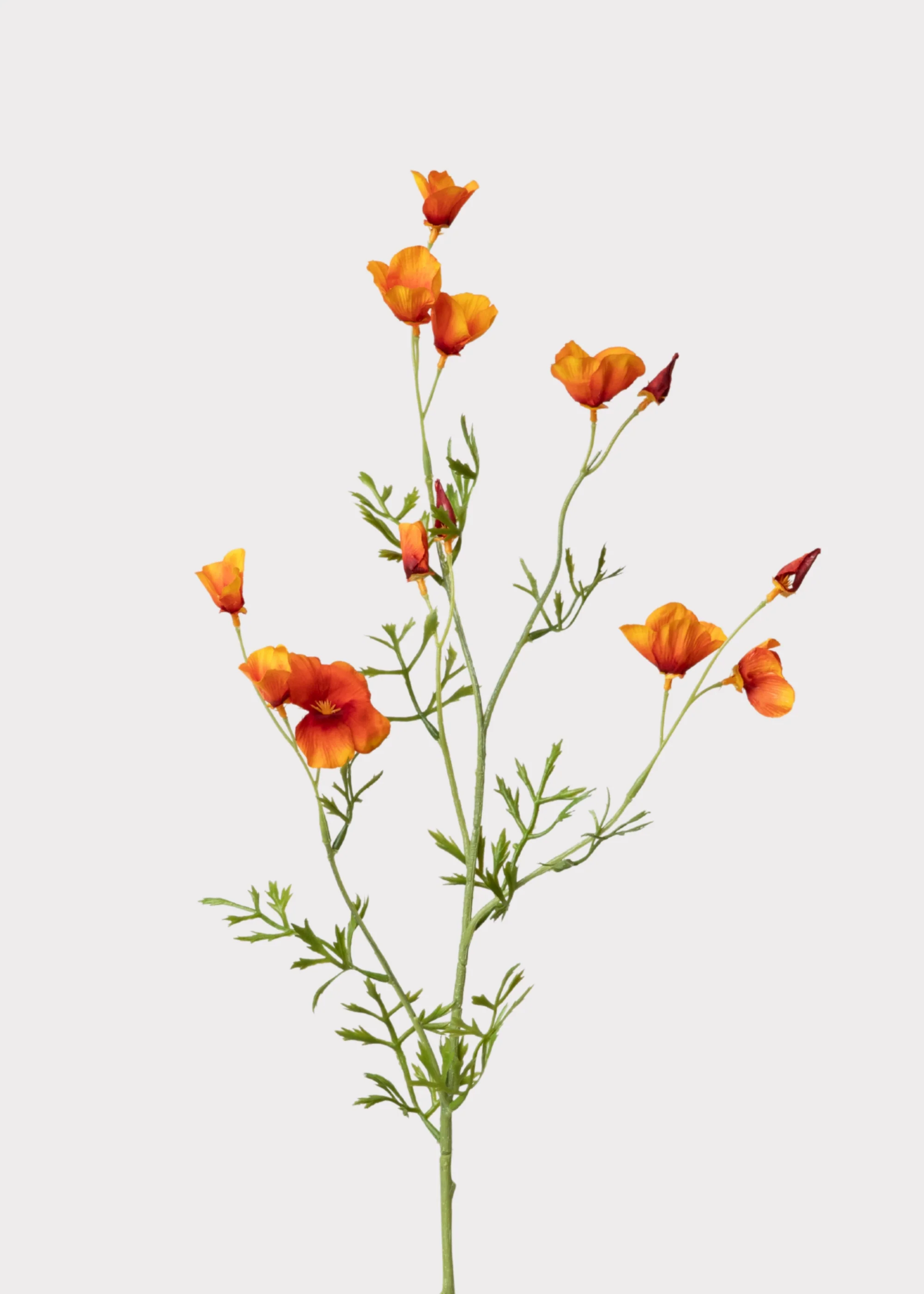 Orange Mini Fake Poppy Flower Spray - 26"
