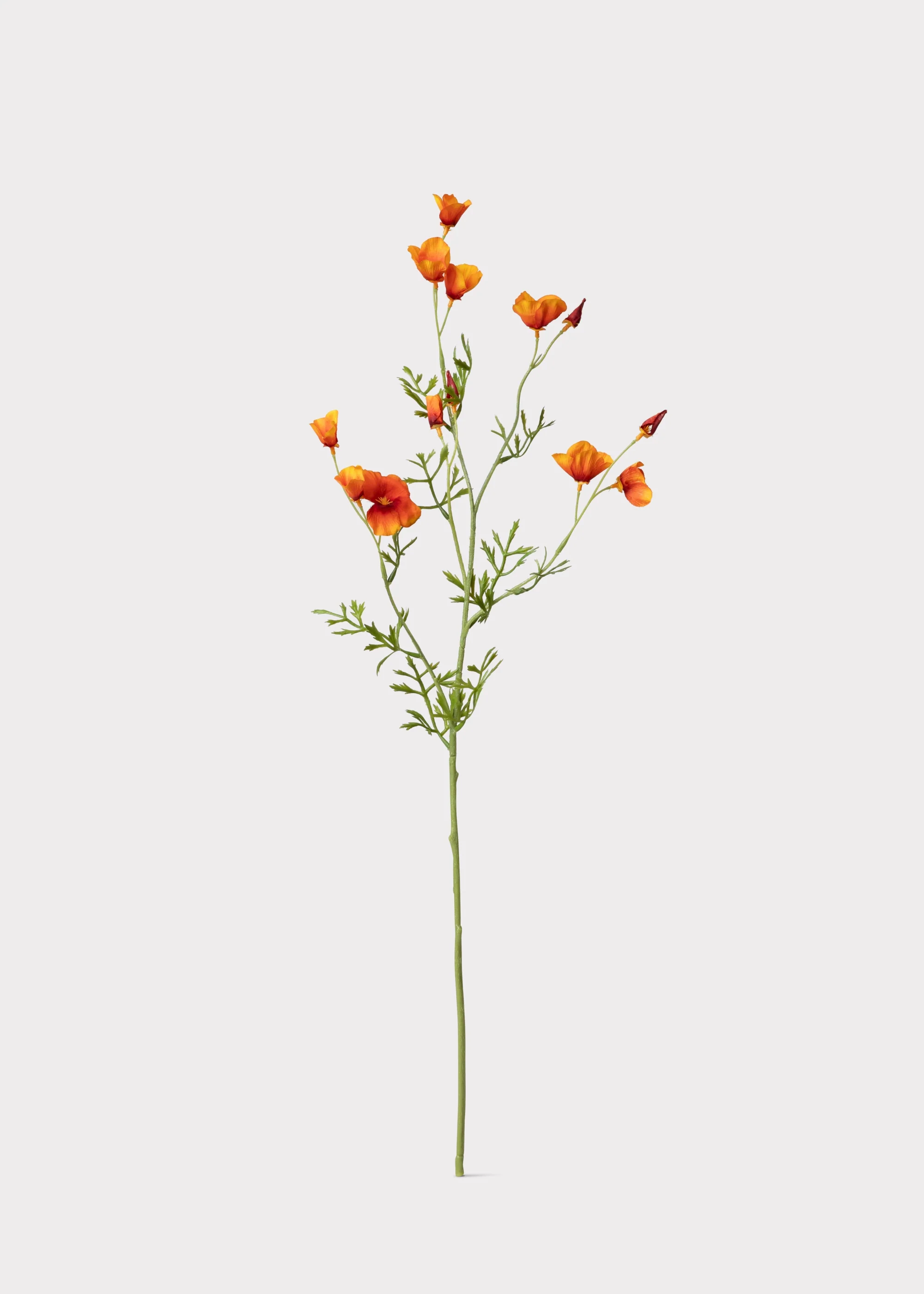 Orange Mini Fake Poppy Flower Spray - 26" - Image 2