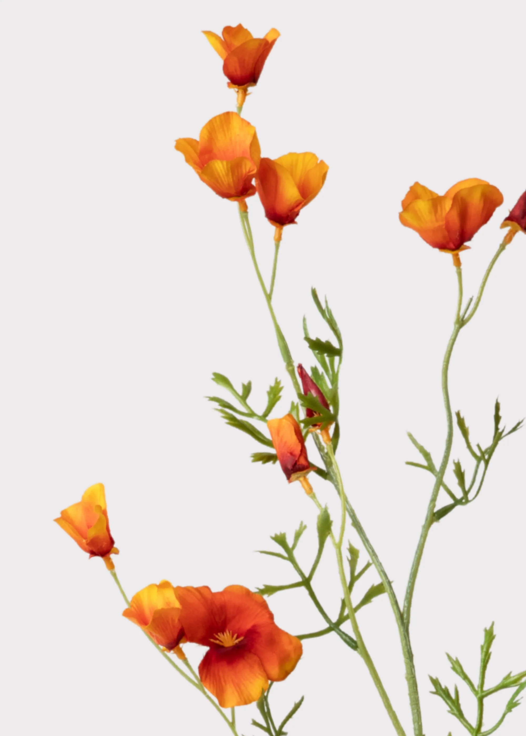 Orange Mini Fake Poppy Flower Spray - 26" - Image 3