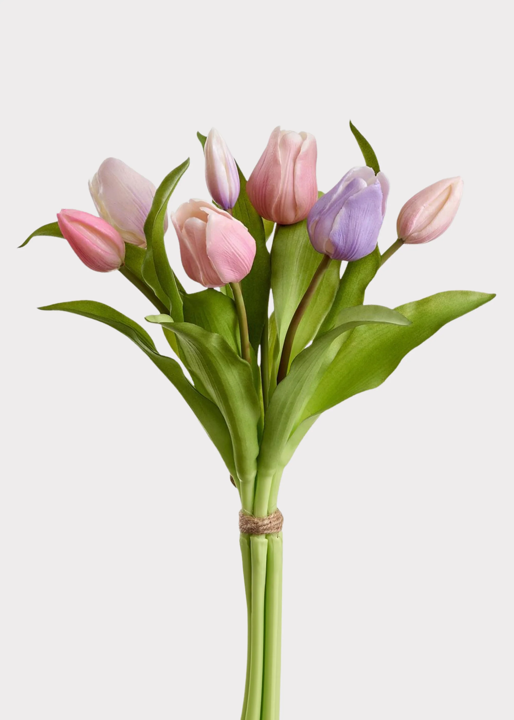 Pink and Lavender Tulip Fake Spring Flower Bundle of 7 - 11.75"