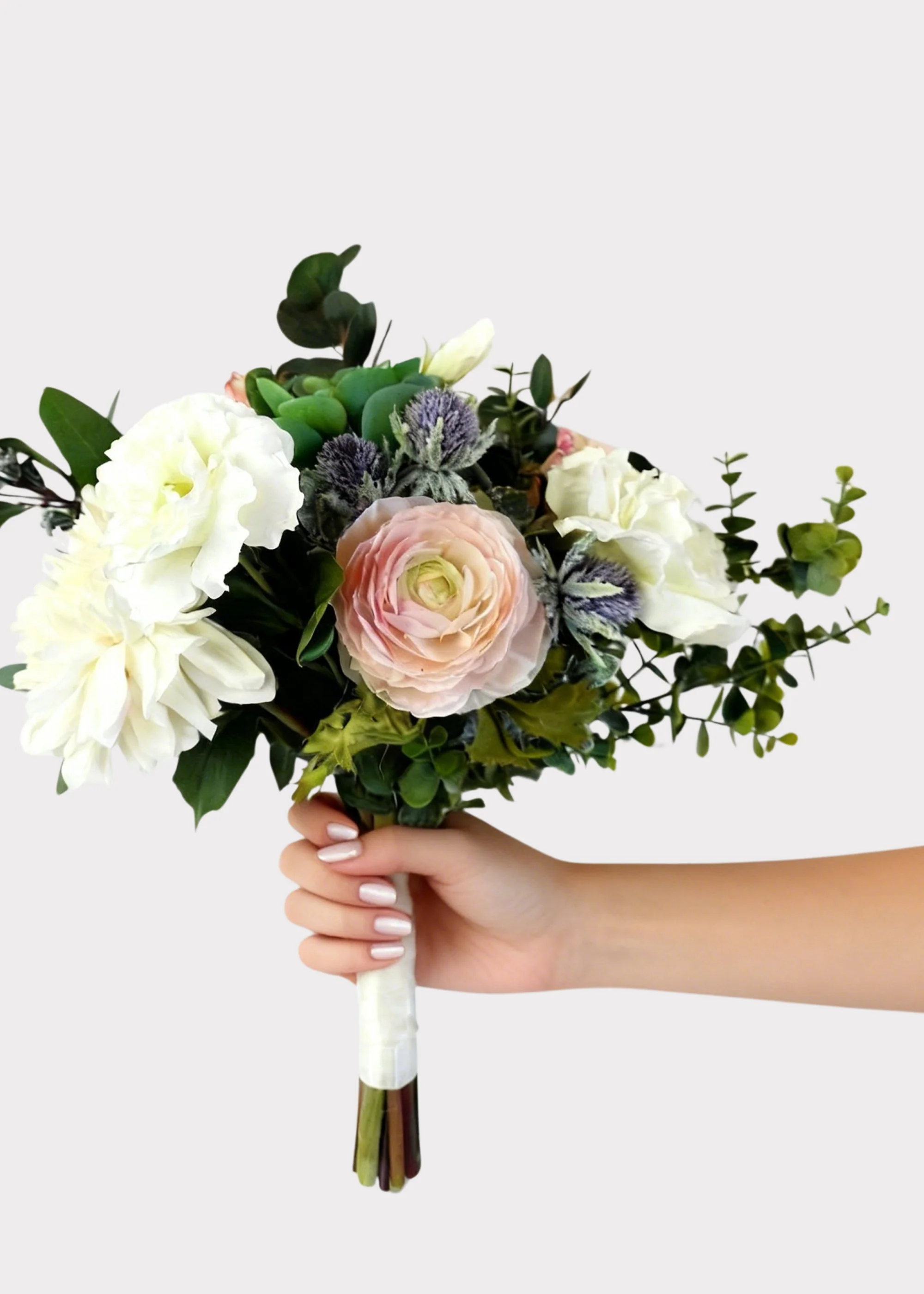Pink Artificial Rose and Succulent Bouquet - 19" - Image 2